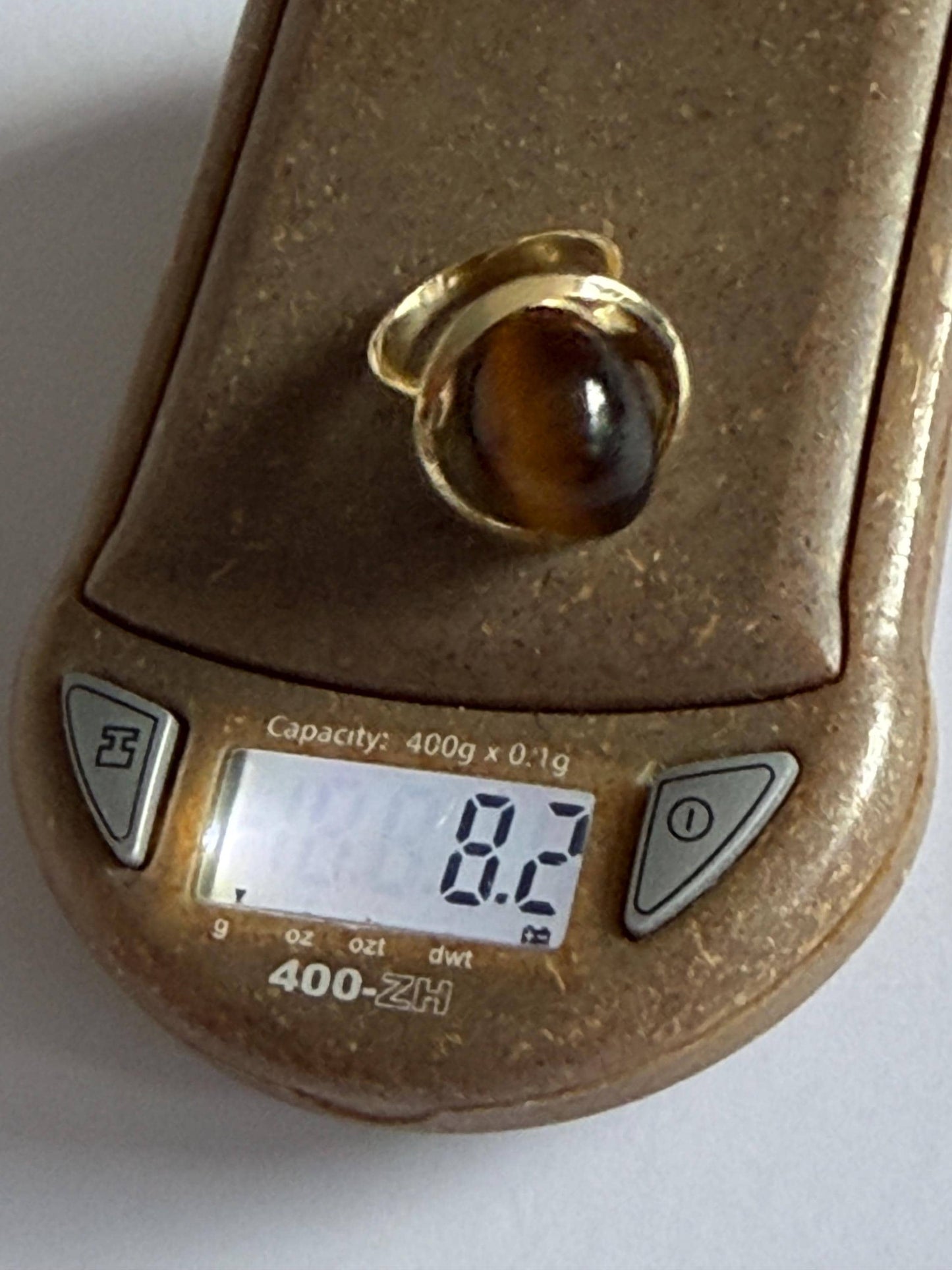 Vintage Scandinavian big designer 14K Gold Tiger’s Eye Ring,  Modernist 585 Gold,  Size 51, 8.2 g, perfect conditionausema jewelry