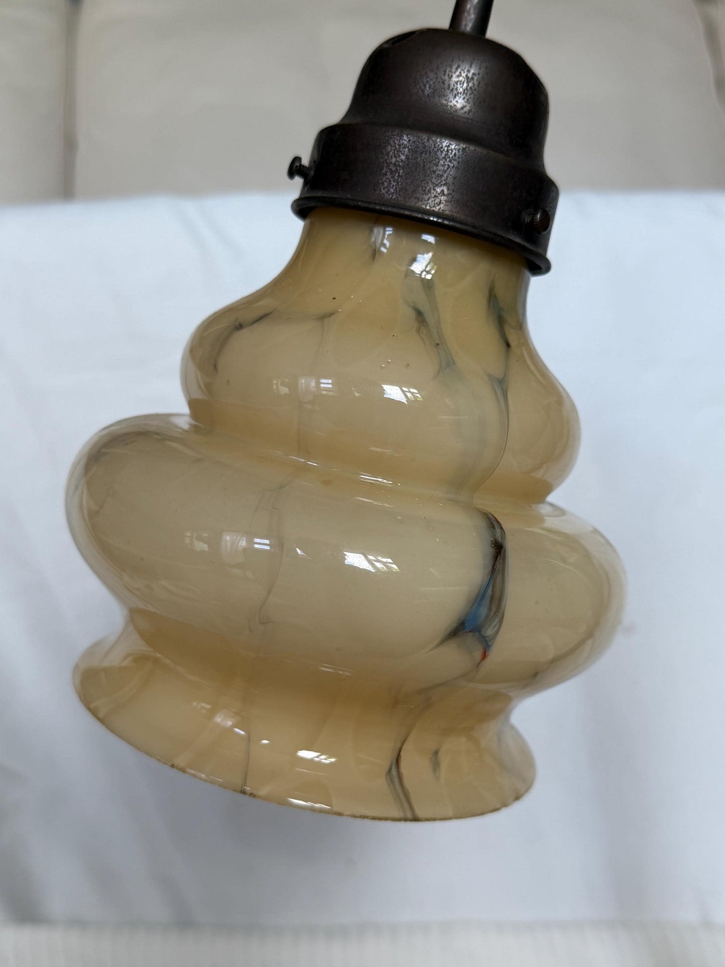 desklamp Antique Art Nouveau Brass Table Lamp Marbleized Opaline Glass Shade c1900 bulbous, opaline double gourd, organic art nouveau shade.