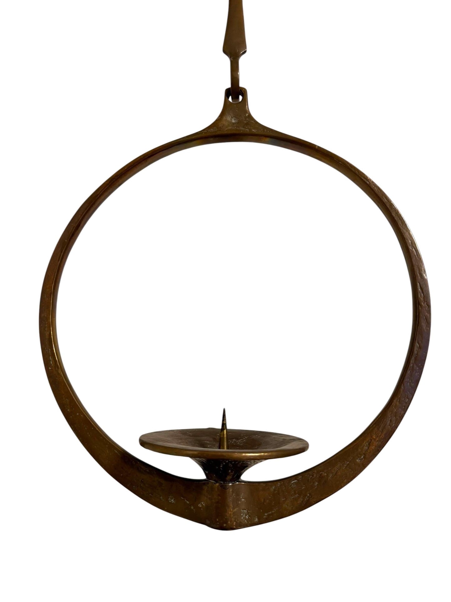 Harjes Metallkunst Bronze Hanging Candle Holder Brutalist Mid Century Germany designer ceiling light adjustable designer