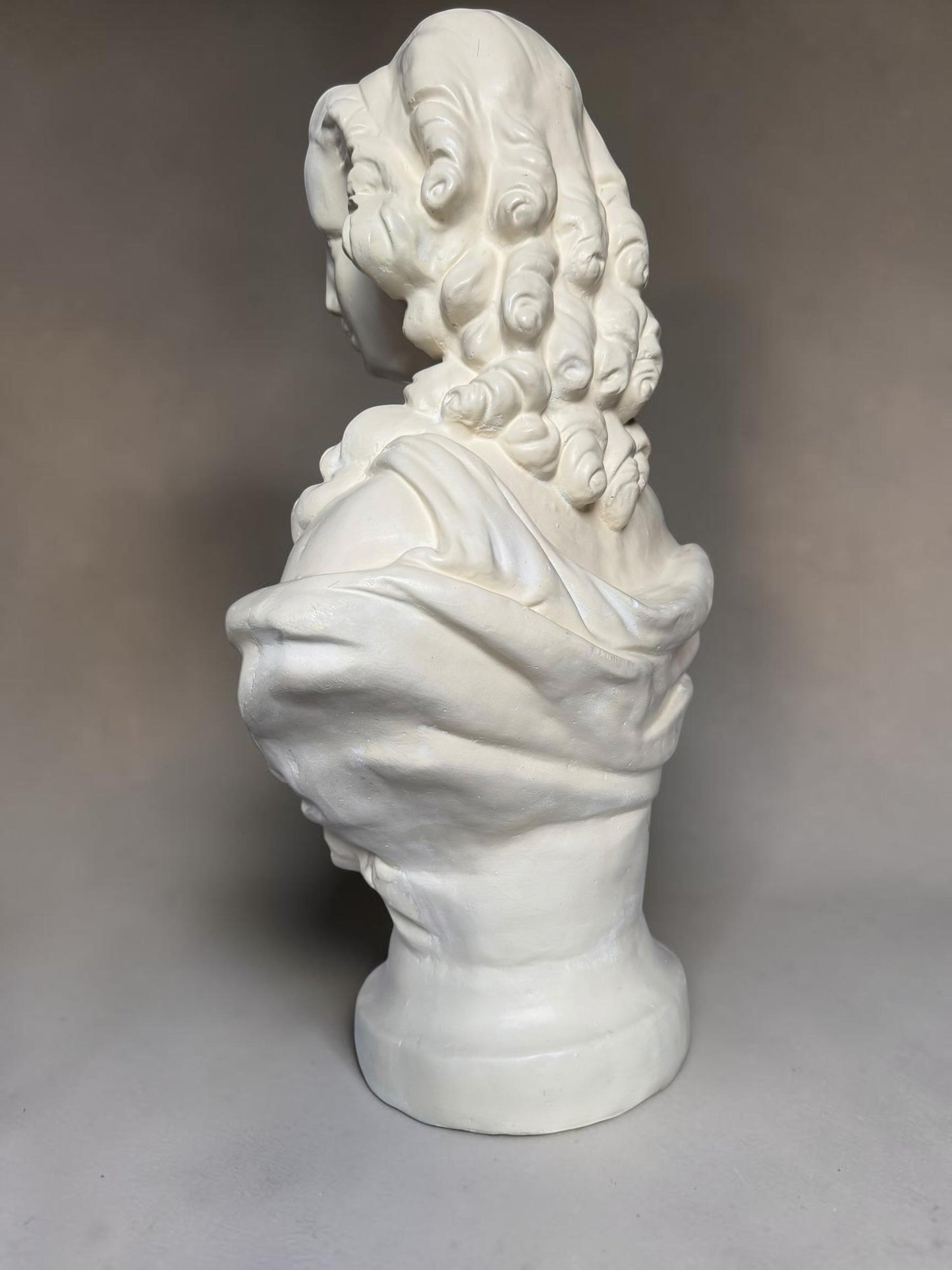 XL French Brocante Plaster Bust Romantic Lady Neoclassical Sculpture 60 cm Brocante classic antique. around 1920’s, France.