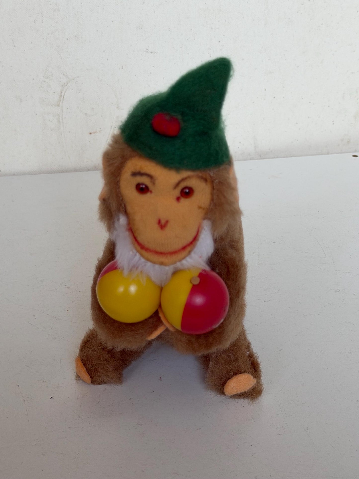 Carl Original mechanical toy Wind-Up Monkey with sambaBalls in Original Box – Mid-Century German Toy ape musician