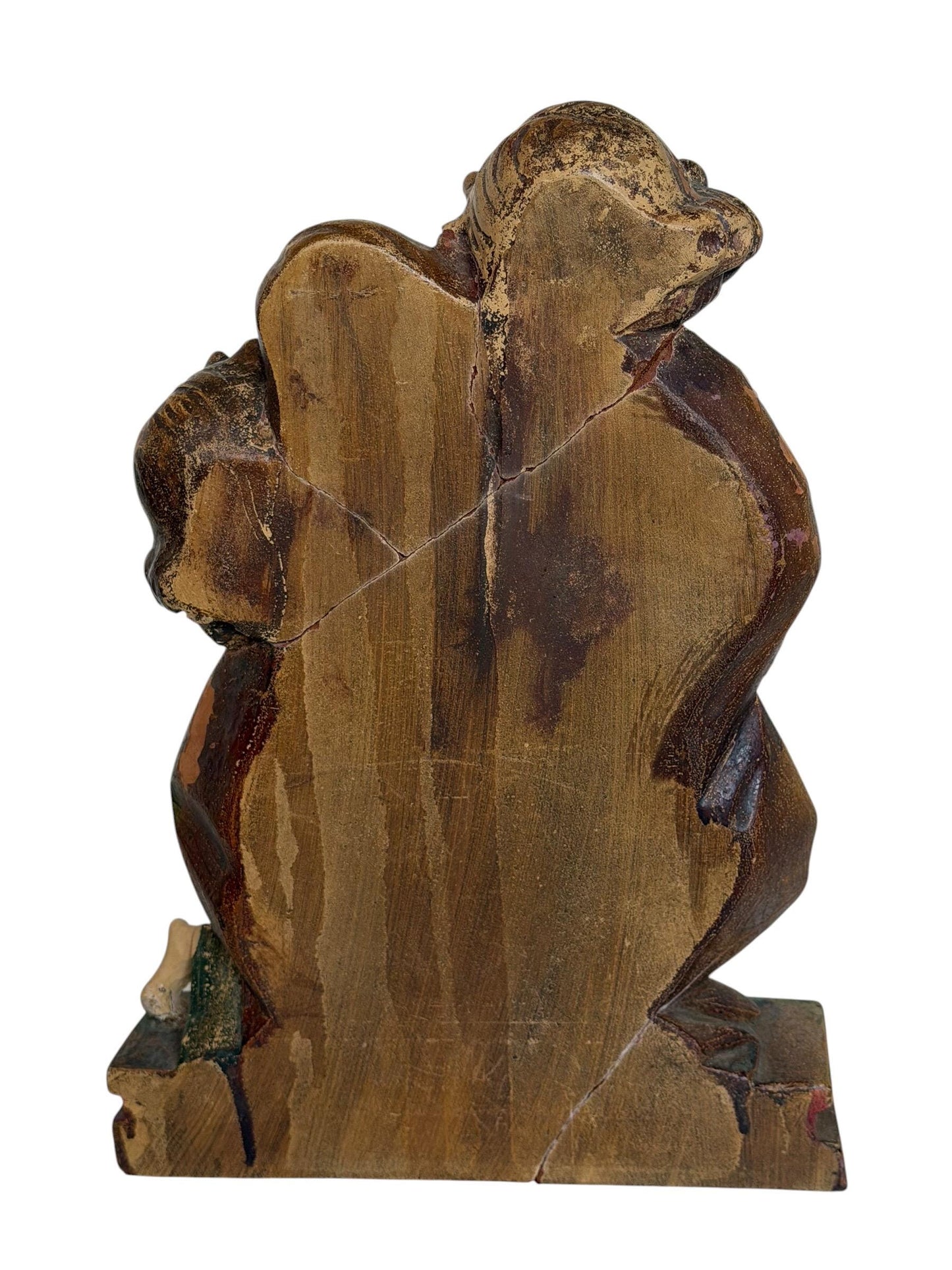 Antique Wood church figure of 3 girl reading choir book or bible - bavaria woodcarving - Alp school, 19th
