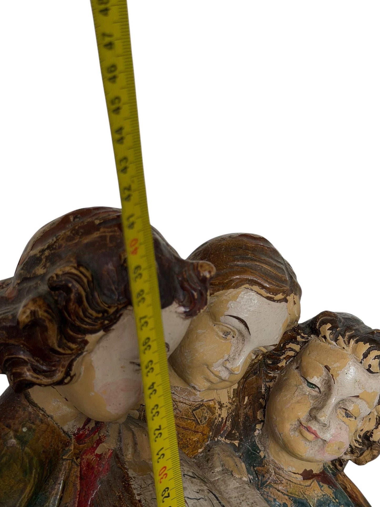 Antique Wood church figure of 3 girl reading choir book or bible - bavaria woodcarving - Alp school, 19th