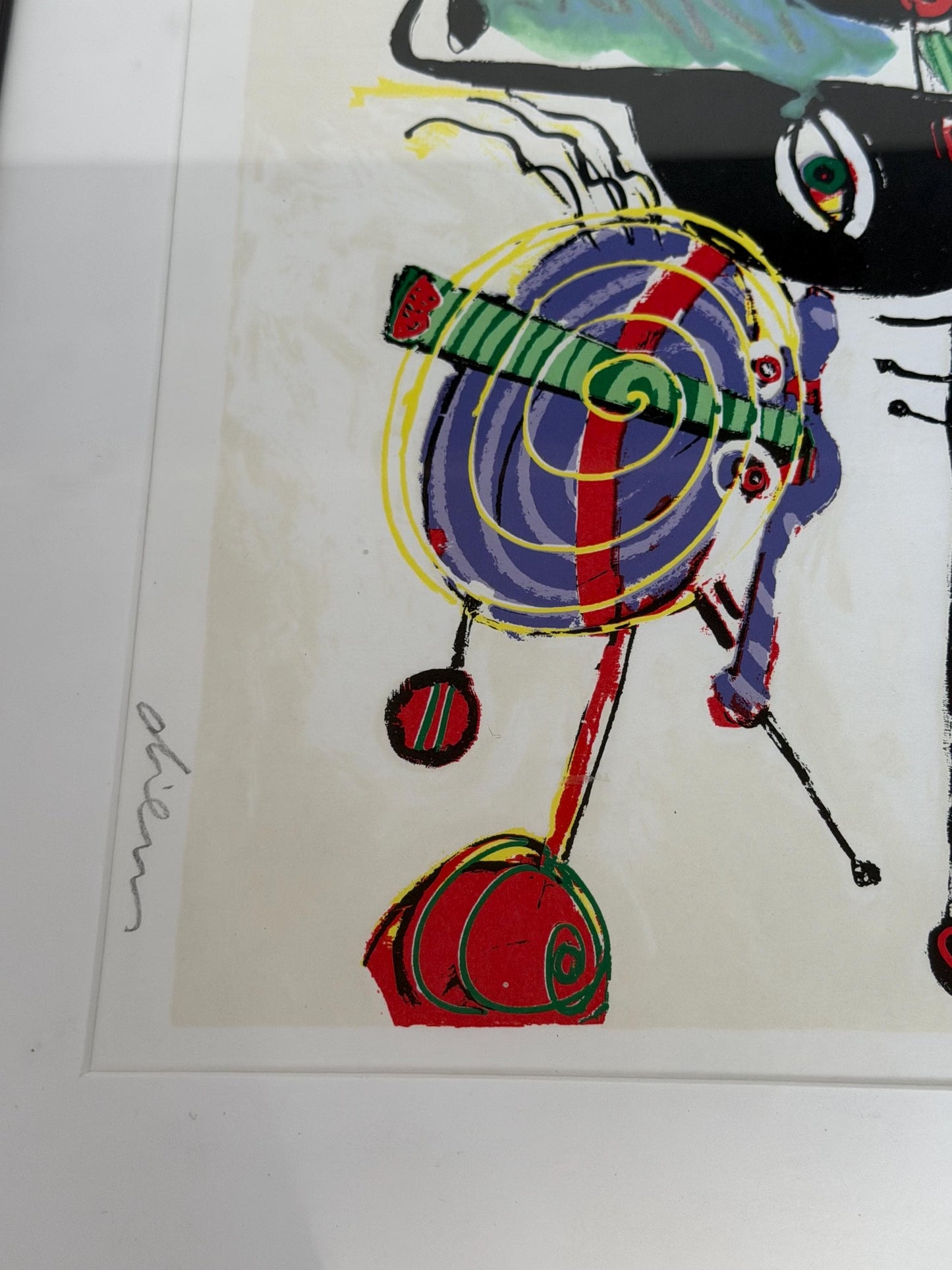 Peter Diem Abstract zeefdruk Painting on paper, framed, Dutch Artist modern abstract 16/50