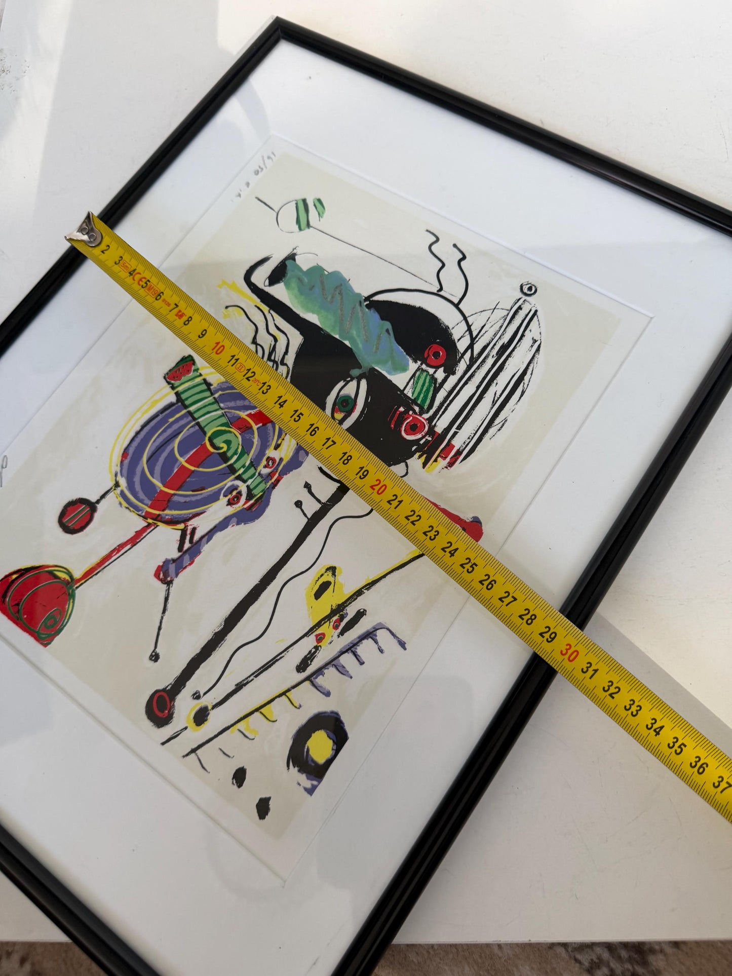 Peter Diem Abstract zeefdruk Painting on paper, framed, Dutch Artist modern abstract 16/50