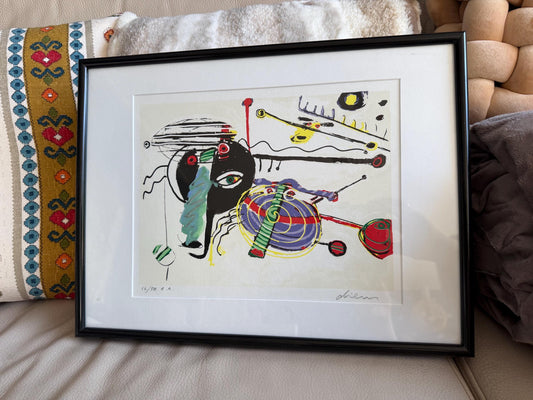 Peter Diem Abstract zeefdruk Painting on paper, framed, Dutch Artist modern abstract 16/50