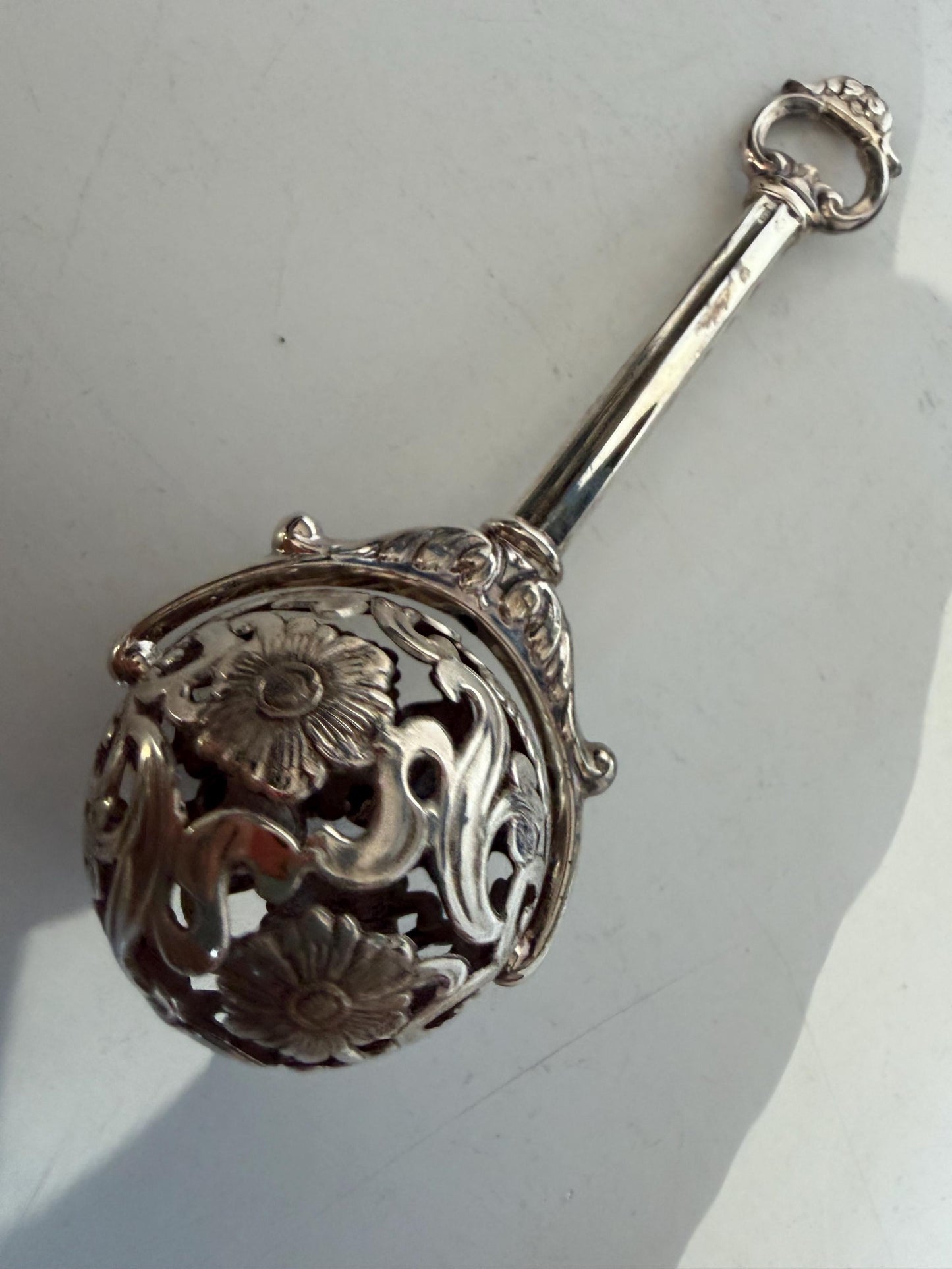 Pedro Duran 925/1000 sterling silver vintage spanish baby rattle newborn shower christening gift luxury exlusives