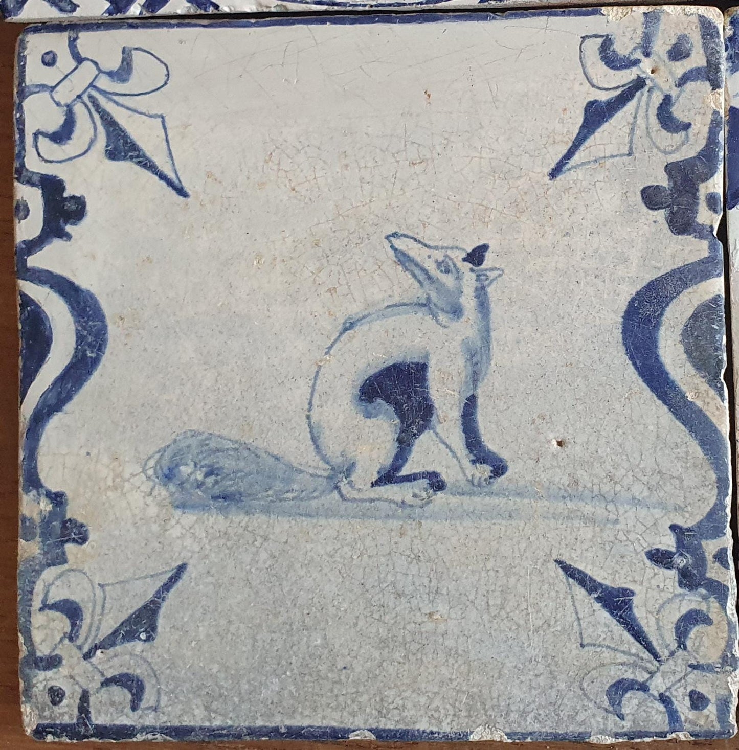 6 x Antique Delft Animal Tiles, 17th Century Dutch Wall Decor.