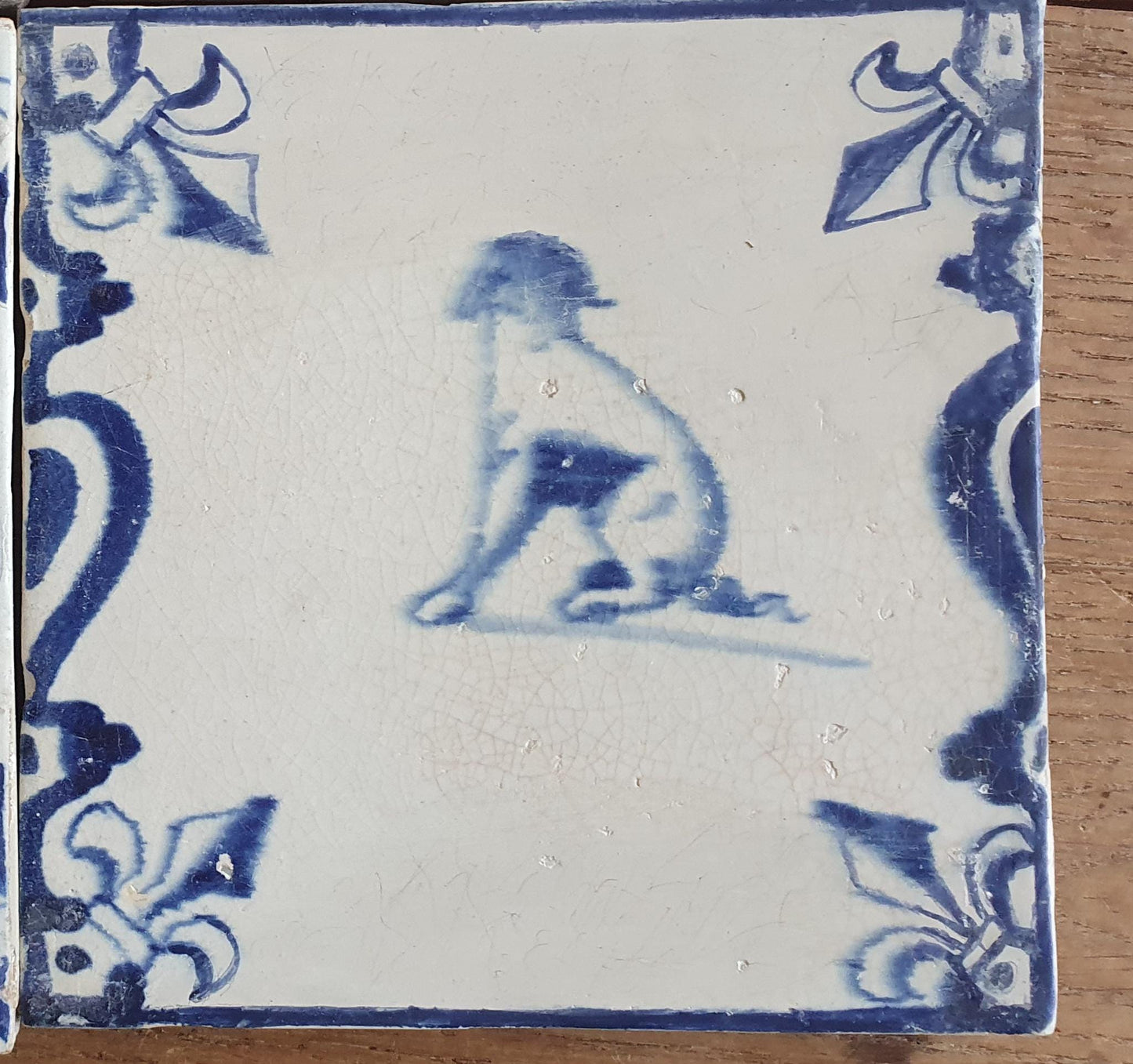 6 x Antique Delft Animal Tiles, 17th Century Dutch Wall Decor.