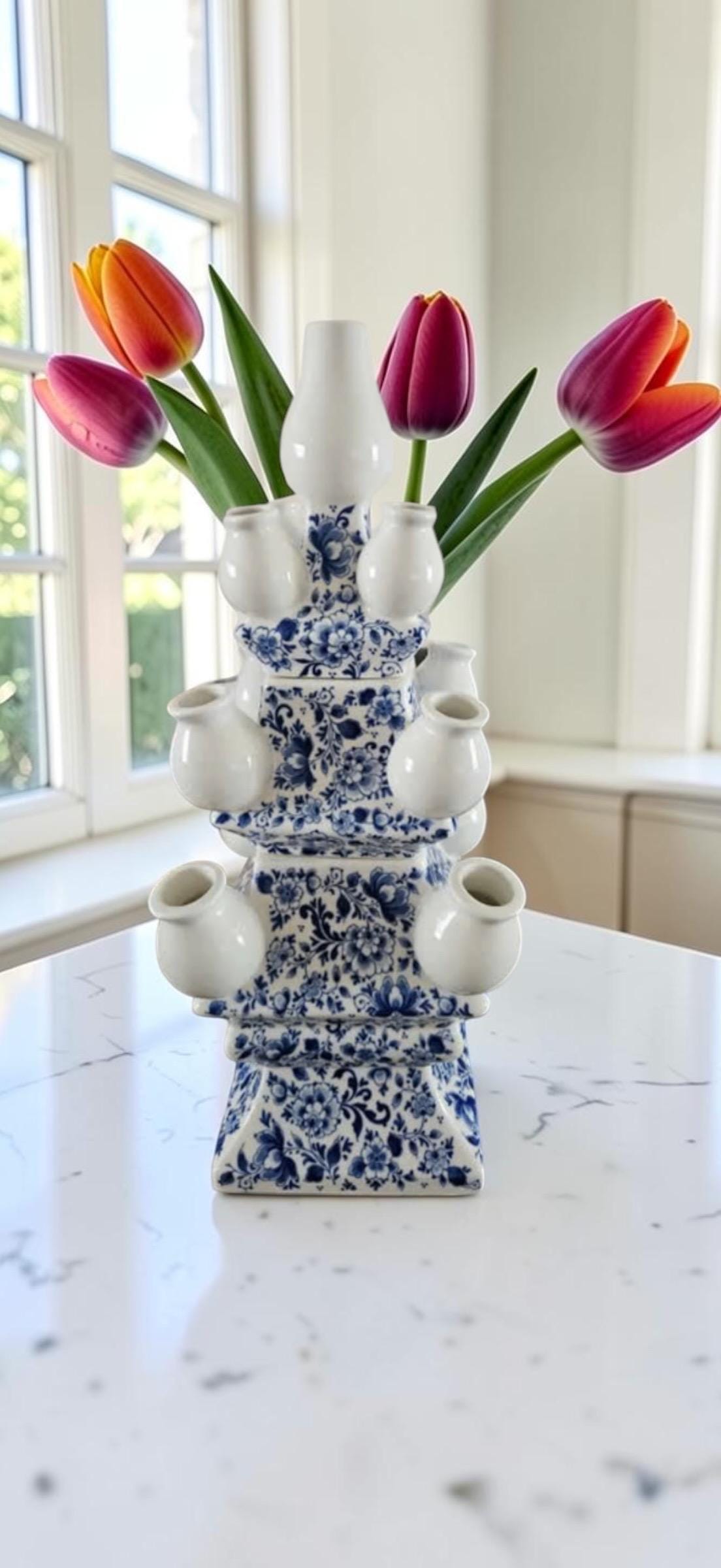 Delft blue Holland Tulip Vase, Dutch, Gallery vase,  vintage, Mint Condition Ceramic