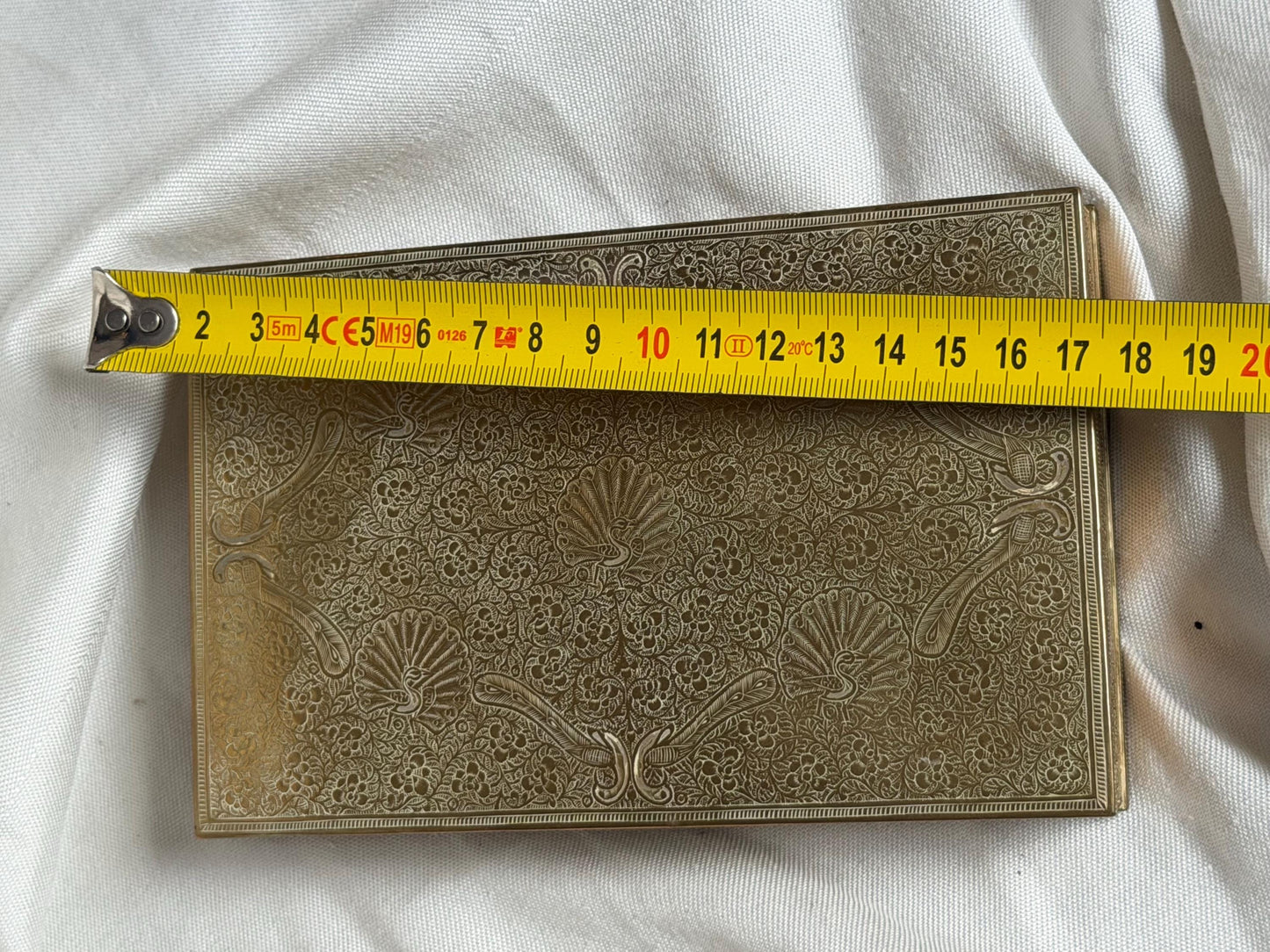 Antique English Brass Bridge Card Box Etched Floral Decoration c.1900–1925.