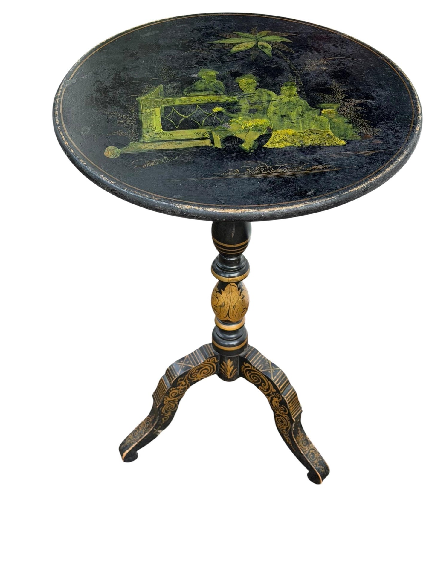 napoleon III tilt top chinoiserie table, 1850-1870, France. French antique sidetable, a beauty