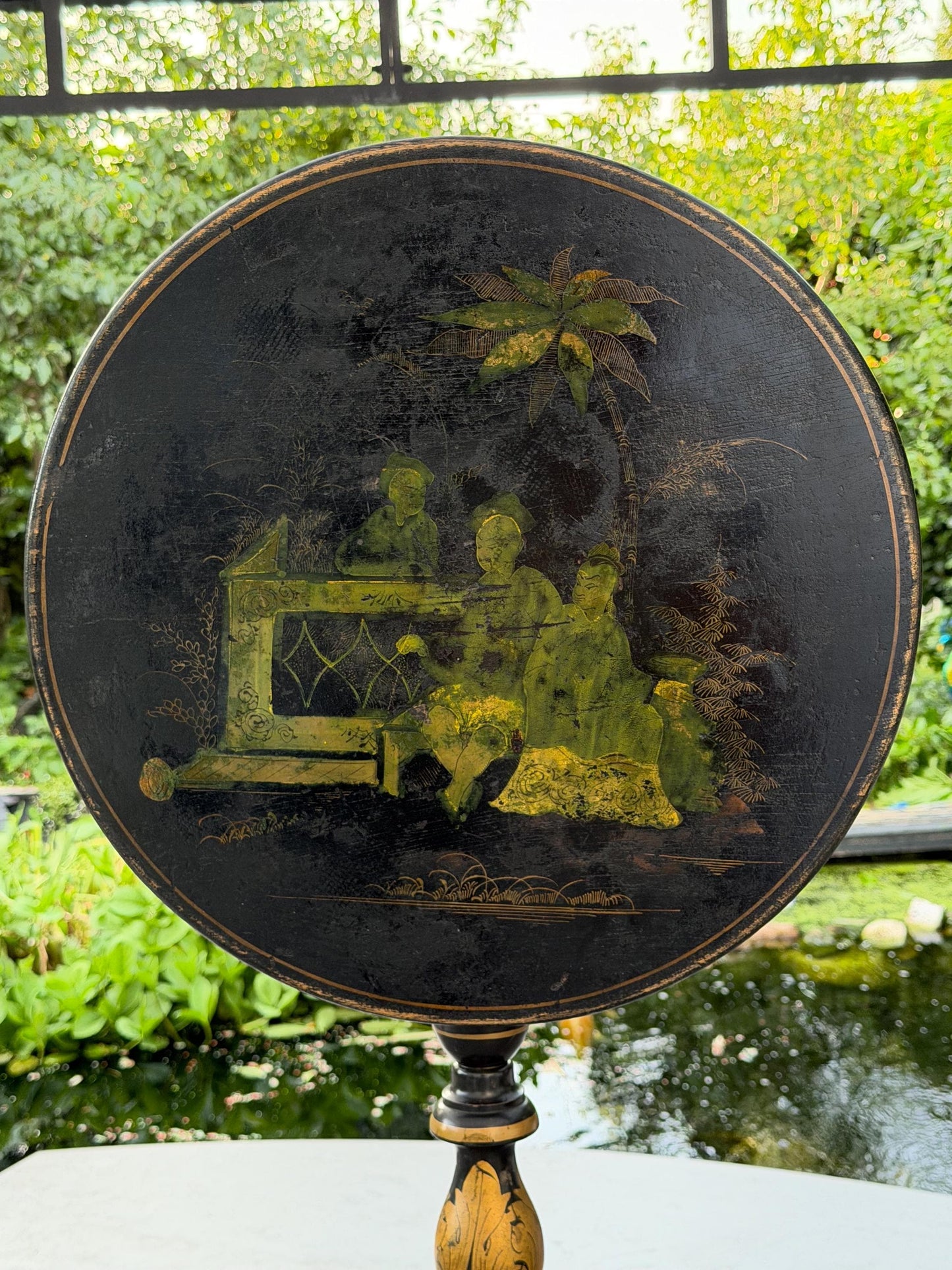 napoleon III tilt top chinoiserie table, 1850-1870, France. French antique sidetable, a beauty