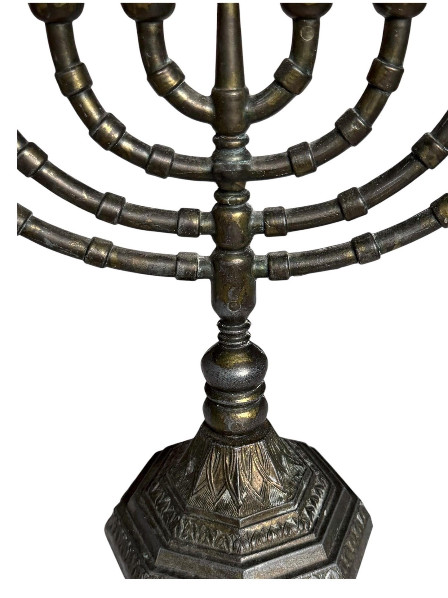 Hanukkah Menorah,  Jewish Candlestick, vintage copper brass antique