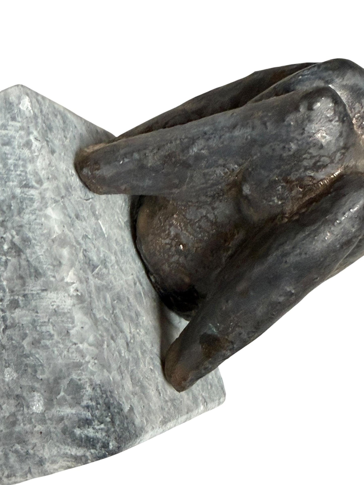 Bronze Janus Mask Figure from unknown Modernist, Sculpture, bronze patinated copper on Marble Base midcentury modern 26 cm wunderkammer