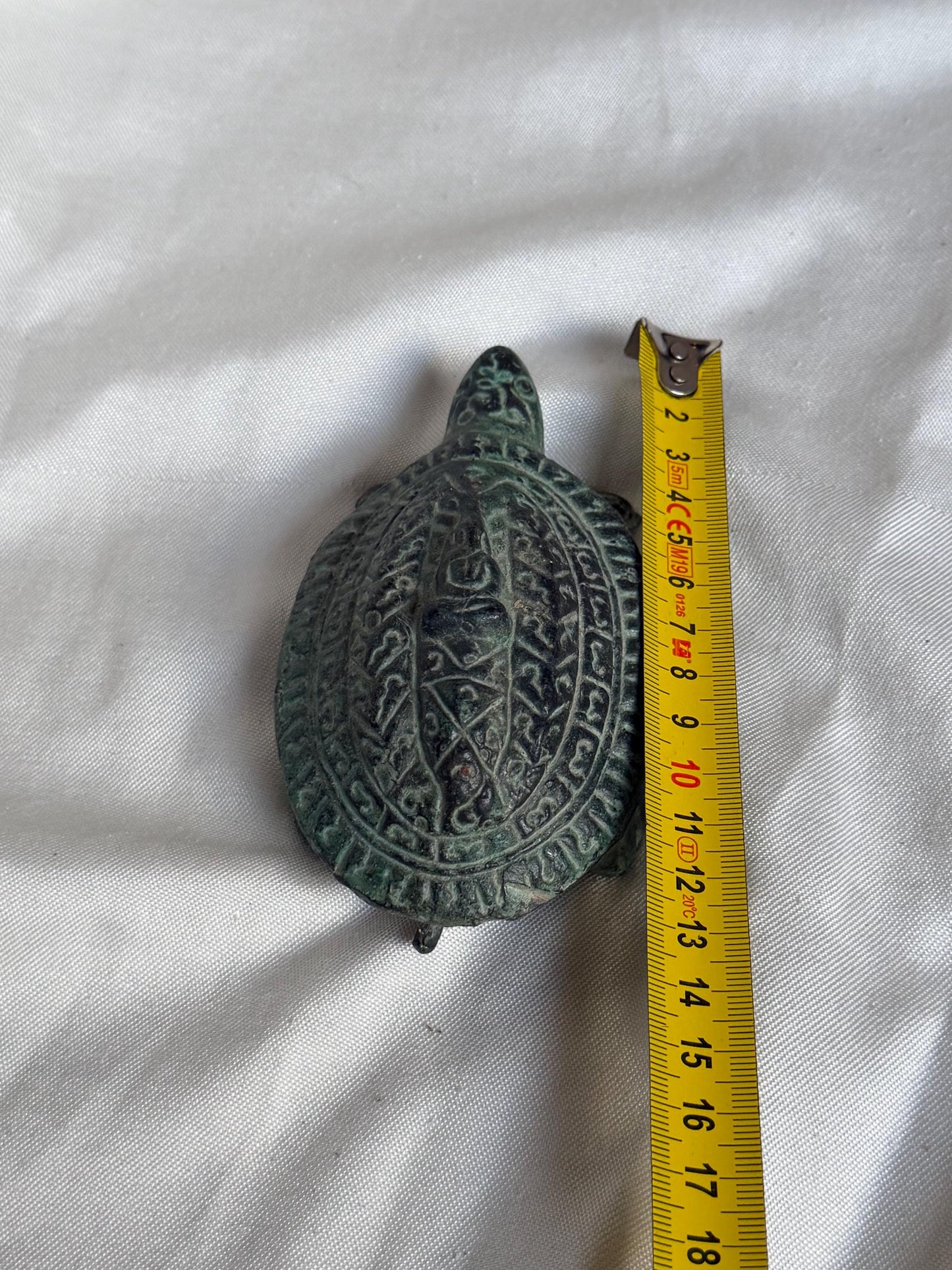 Vintage Tibetan Bronze Turtle with Buddhist Symbols, Traditionally associated with longevity, protection, good fortune, asian & ethnographic