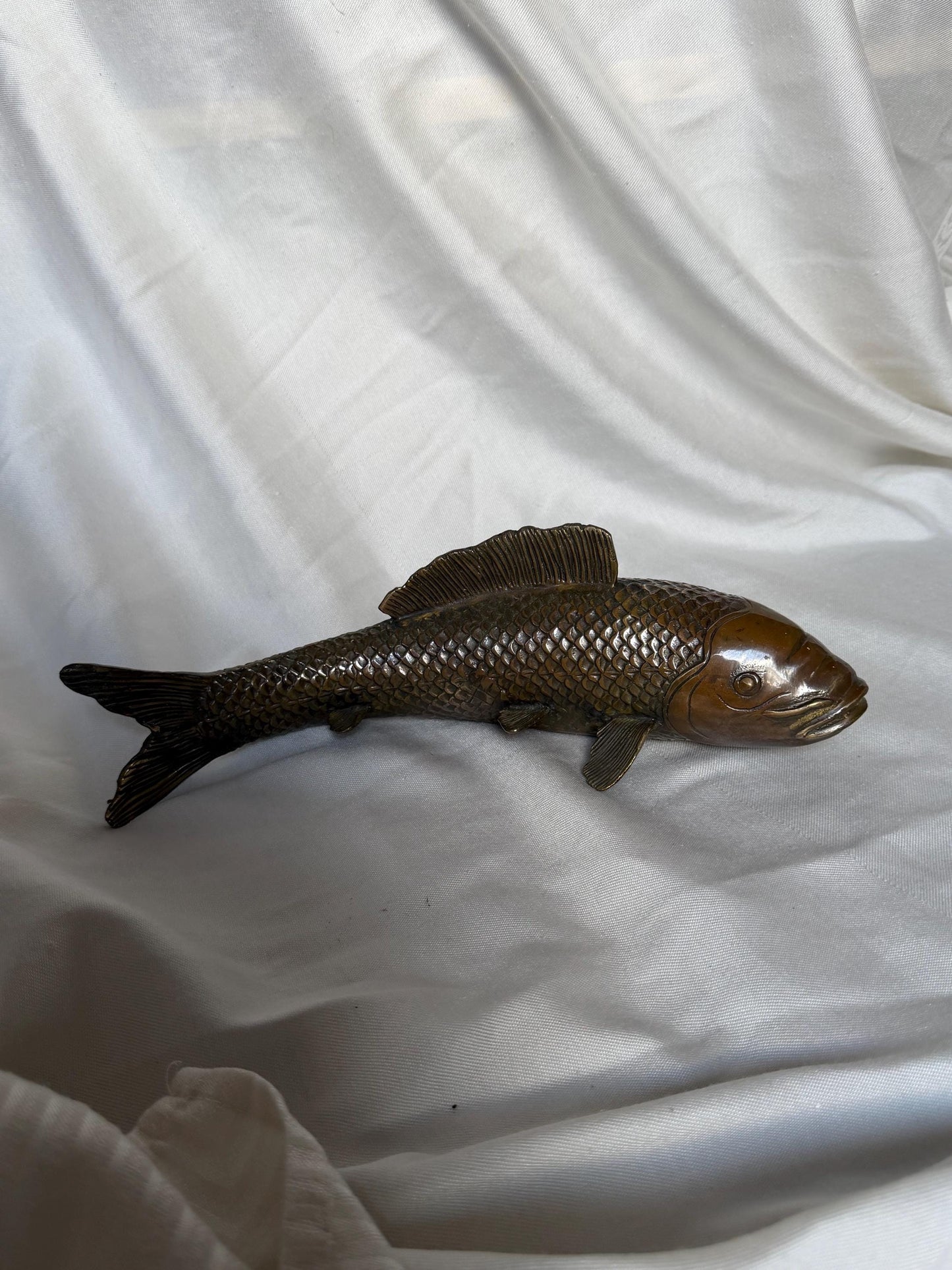 High quality Large Japanese Bronze Koi Fish Sculpture 30 cm