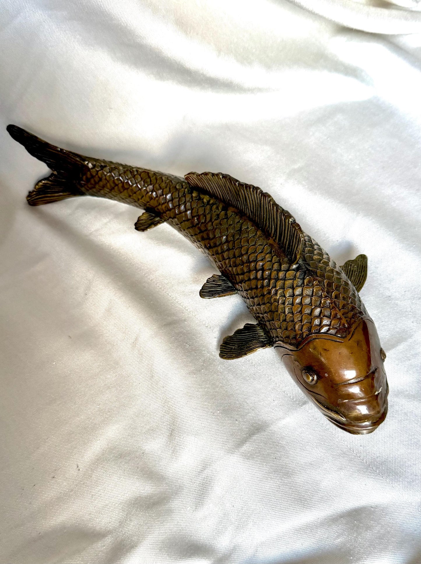High quality Large Japanese Bronze Koi Fish Sculpture 30 cm