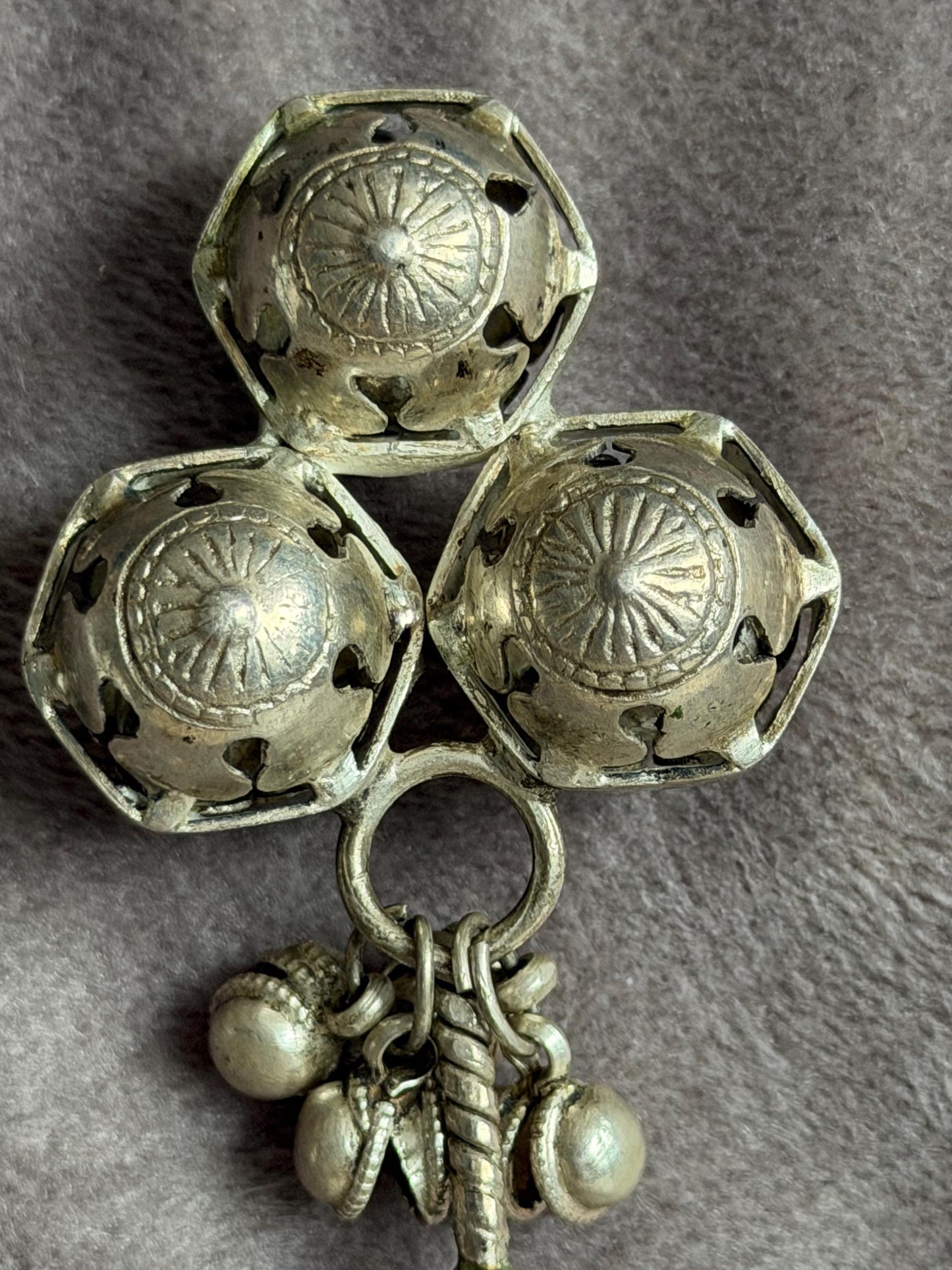 Antique European Silver Baby Rattle flute Three Bells 19th Century baby Toy nursey child shower giftbaby