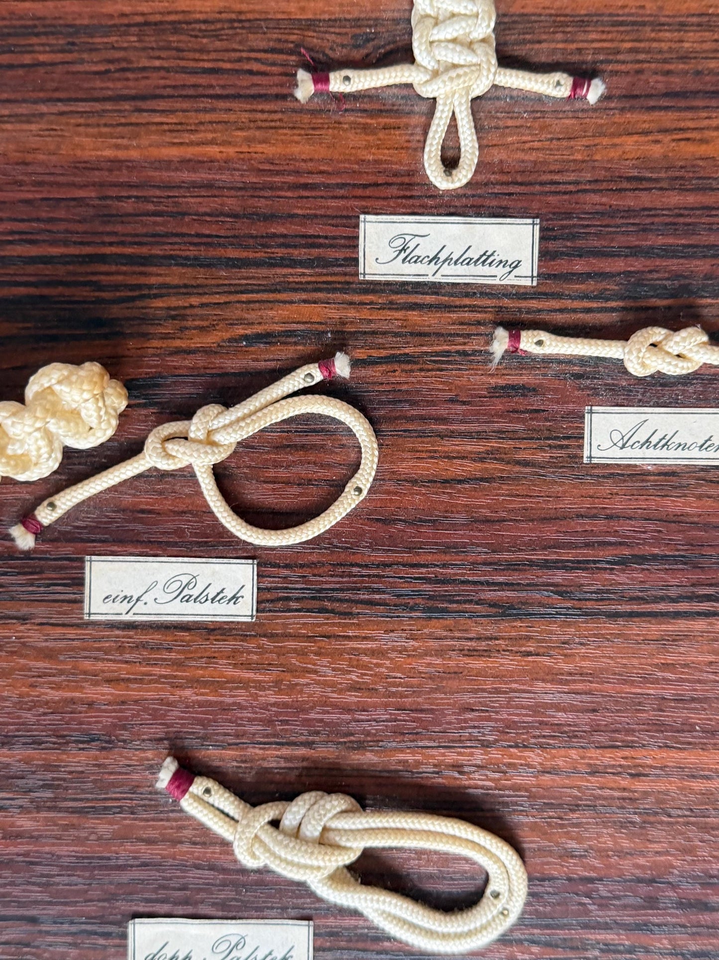 Large  Maritime Knot rope ways of knotting  Display Board. Juist Island, Germany, vintage boat ship deco