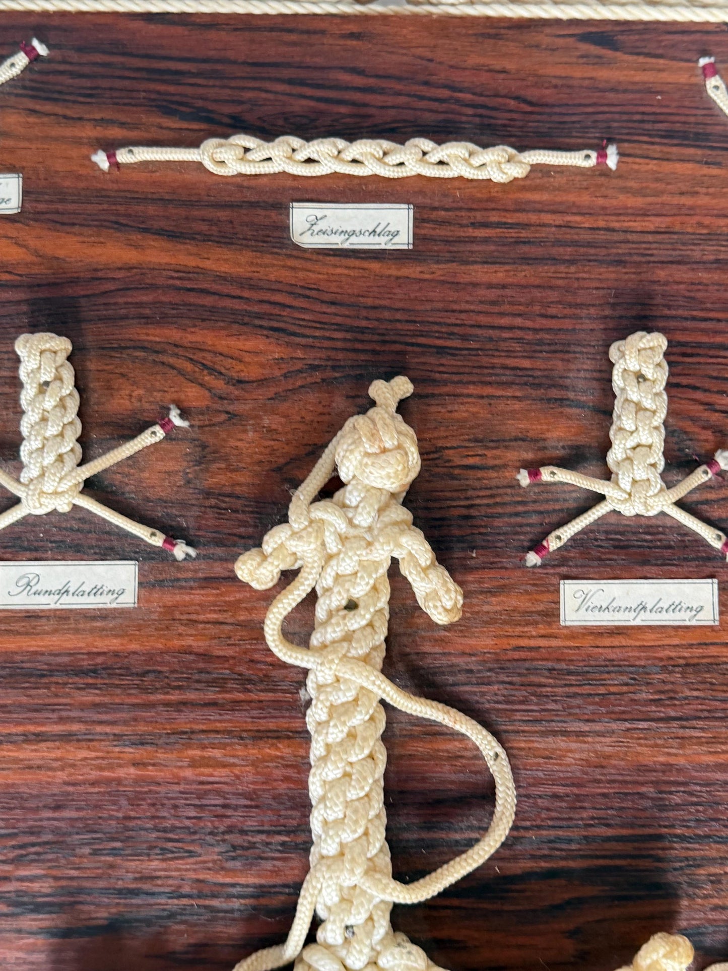 Large  Maritime Knot rope ways of knotting  Display Board. Juist Island, Germany, vintage boat ship deco