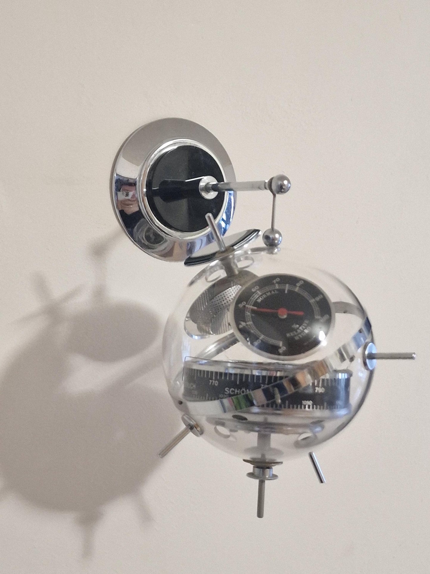 Weather station Space Age SPUTNIK  wall!! Mid Century German modernism 1950s design Barometer Thermometer Hygrometer design weatherstation