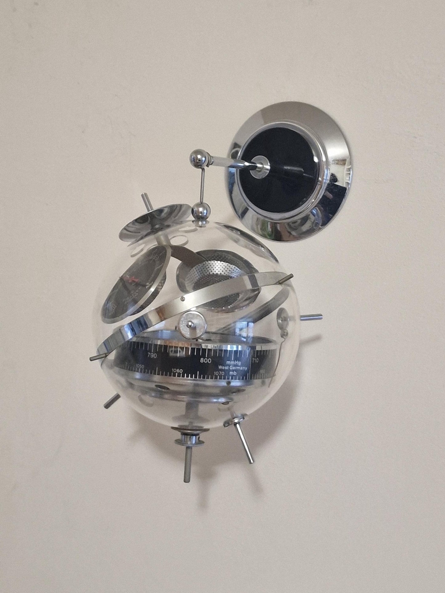 Weather station Space Age SPUTNIK  wall!! Mid Century German modernism 1950s design Barometer Thermometer Hygrometer design weatherstation