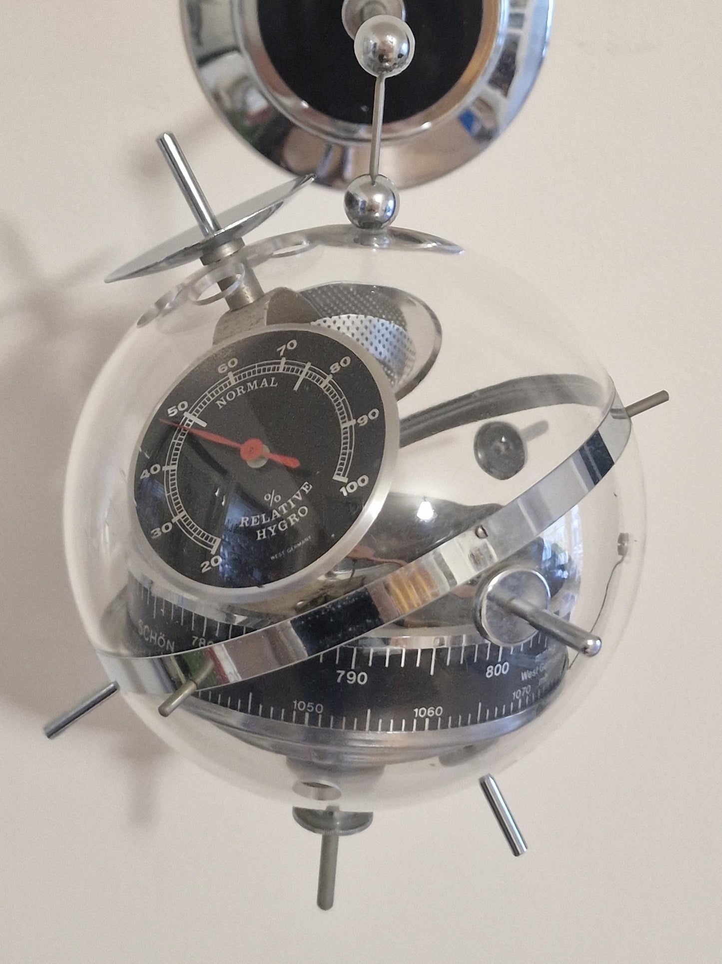 Weather station Space Age SPUTNIK  wall!! Mid Century German modernism 1950s design Barometer Thermometer Hygrometer design weatherstation
