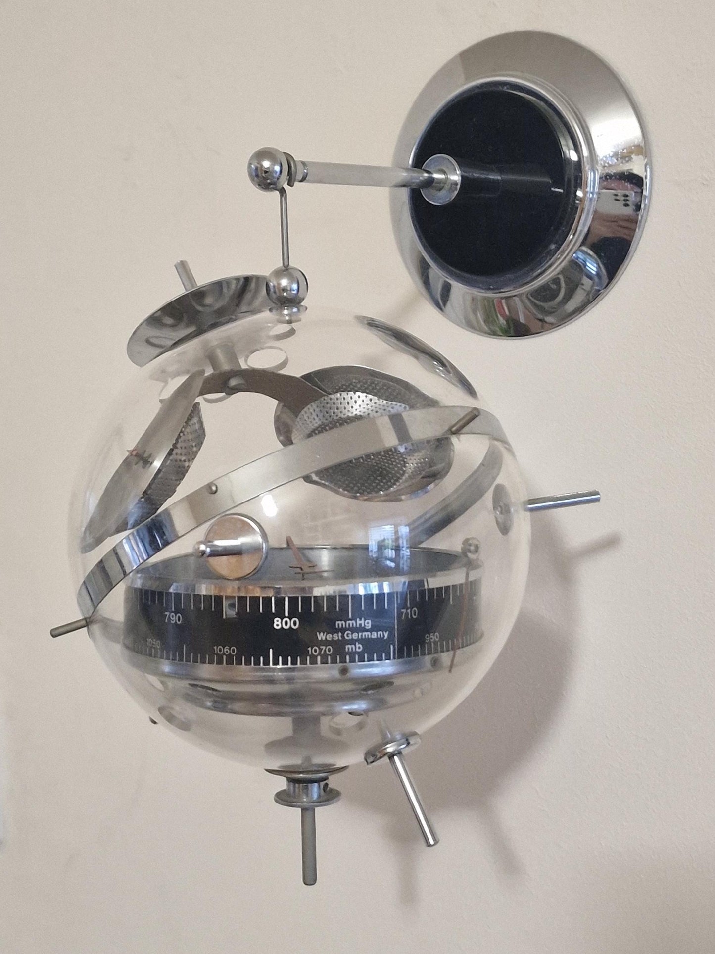 Weather station Space Age SPUTNIK  wall!! Mid Century German modernism 1950s design Barometer Thermometer Hygrometer design weatherstation