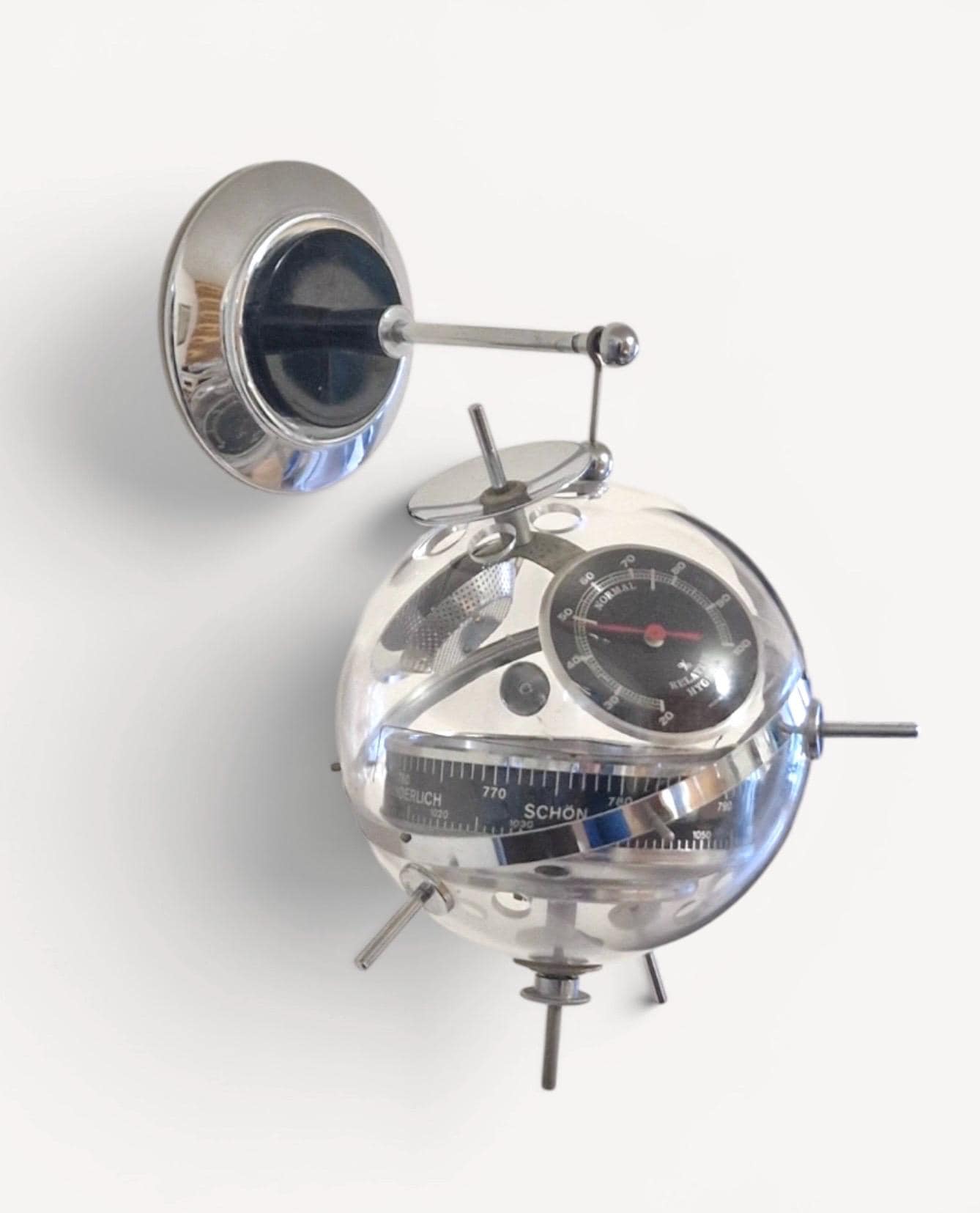 Weather station Space Age SPUTNIK  wall!! Mid Century German modernism 1950s design Barometer Thermometer Hygrometer design weatherstation