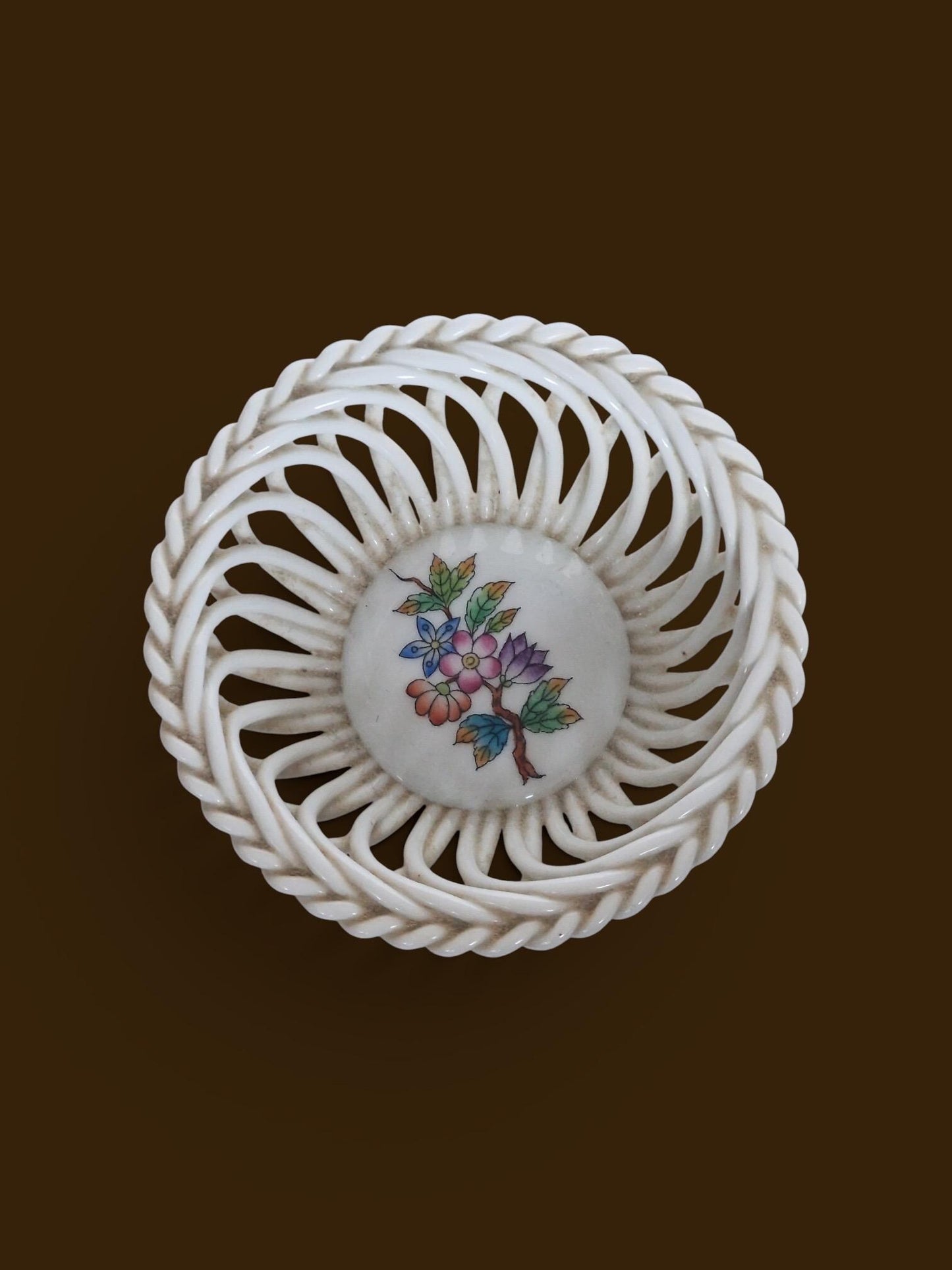 Herend Hungary Openwork Basket