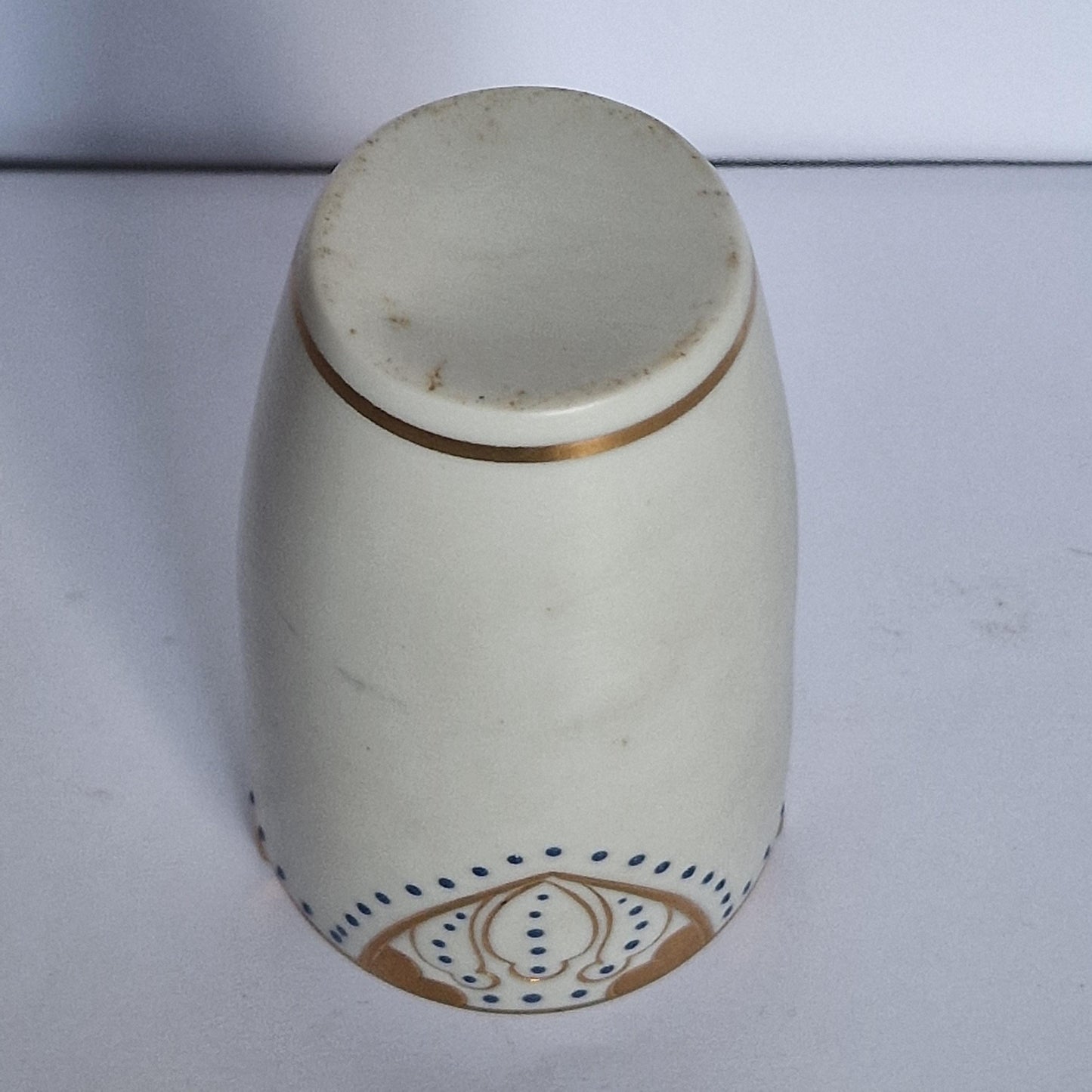 Art deco ensemble vase, jar, pewter and porcelain, dish and quaich