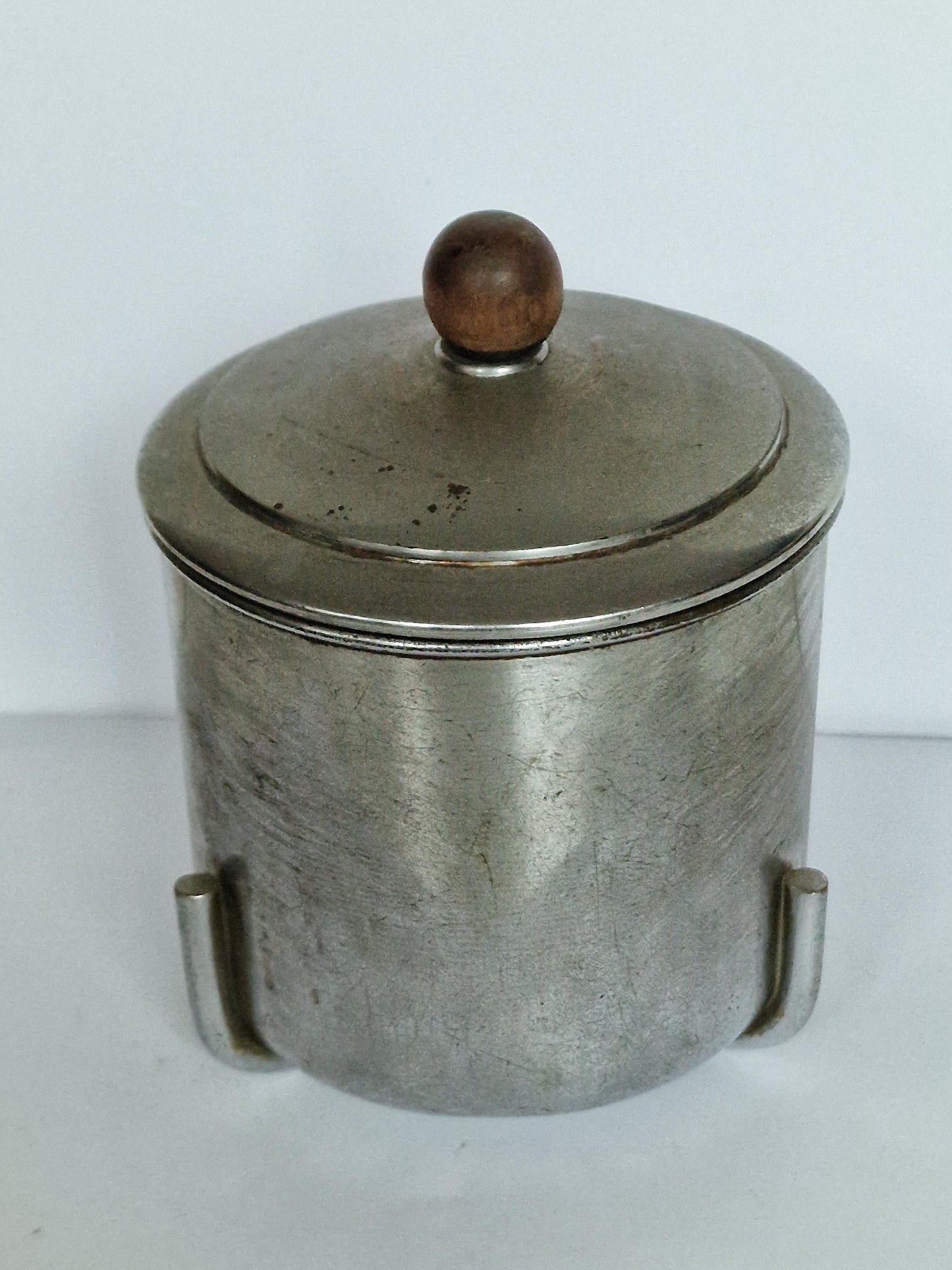 Art deco ensemble vase, jar, pewter and porcelain, dish and quaich