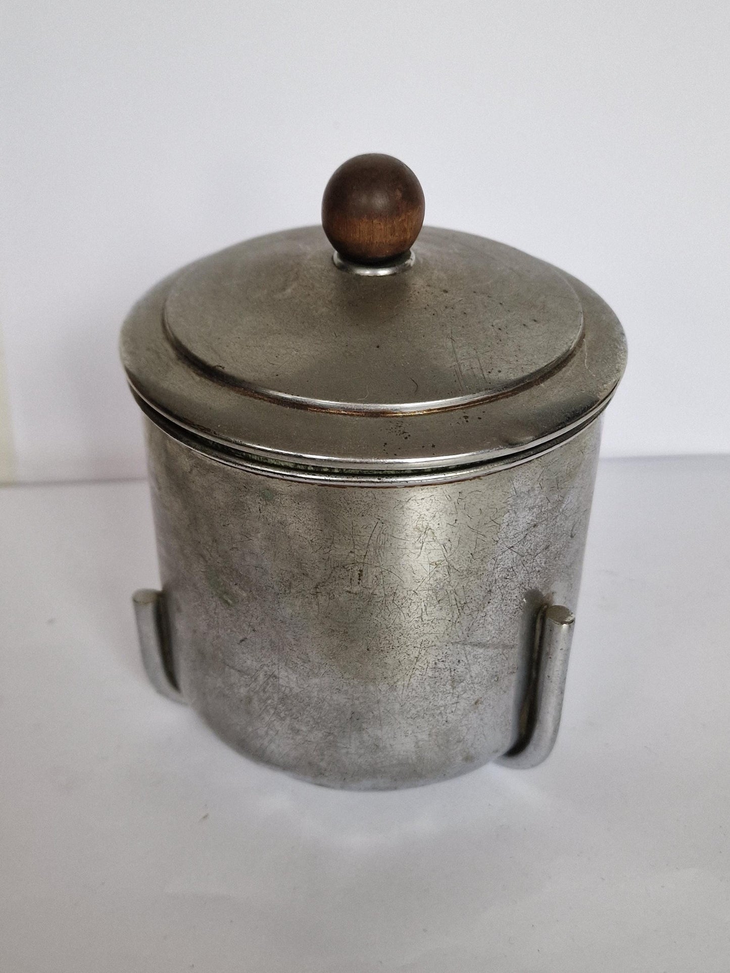 Art deco ensemble vase, jar, pewter and porcelain, dish and quaich