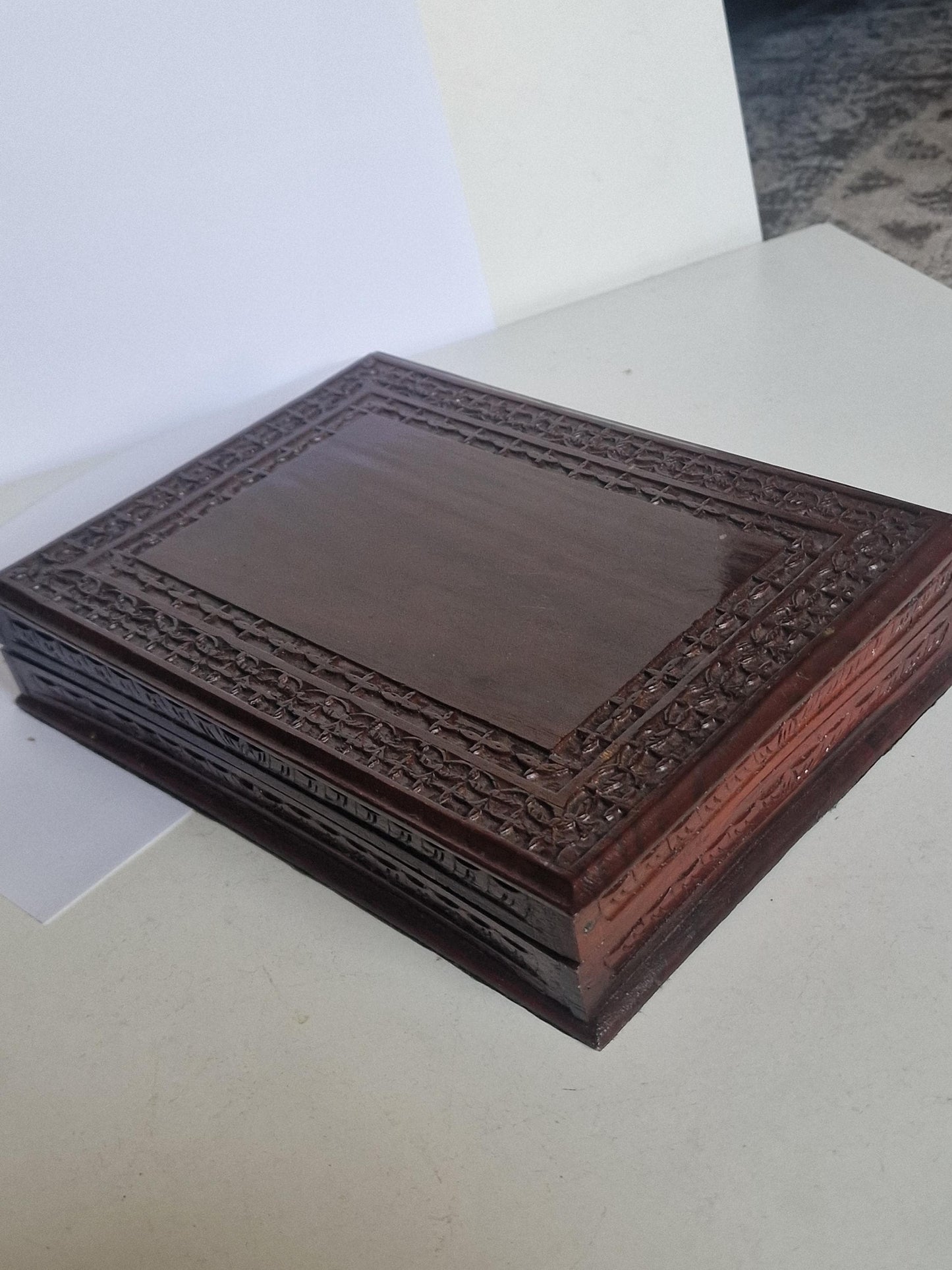 Kist fluweel houtsnijwerk large cigar luxury handcarved case