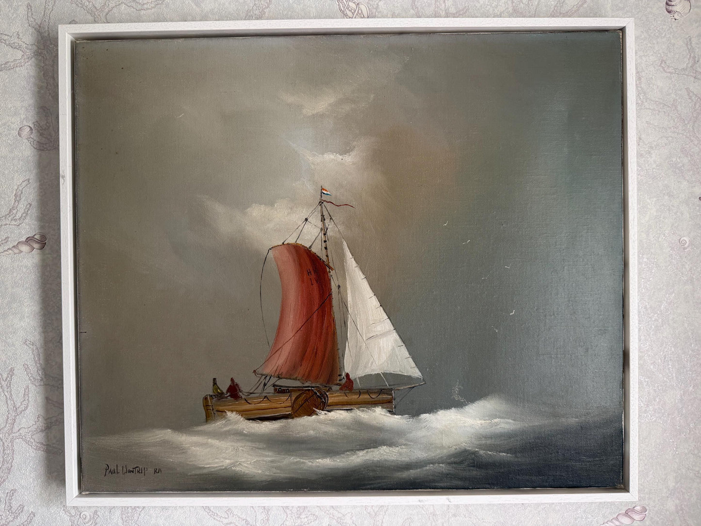 Paul J Wintrip RA - Sailing Vessel - framed oil painting, perfect dramatical sky. painting from ausema dutch art galleryartgallery