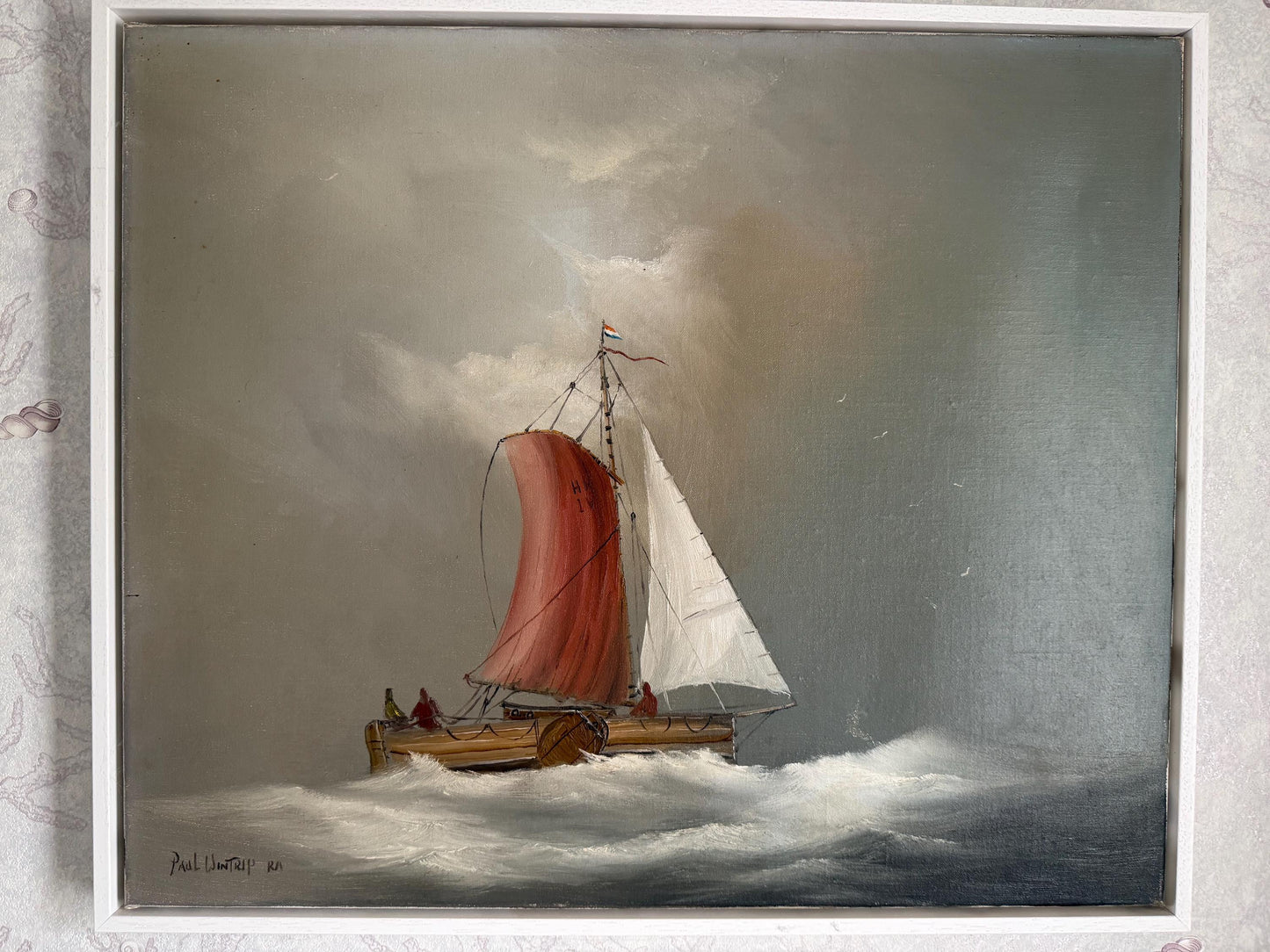 Paul J Wintrip RA - Sailing Vessel - framed oil painting, perfect dramatical sky. painting from ausema dutch art galleryartgallery