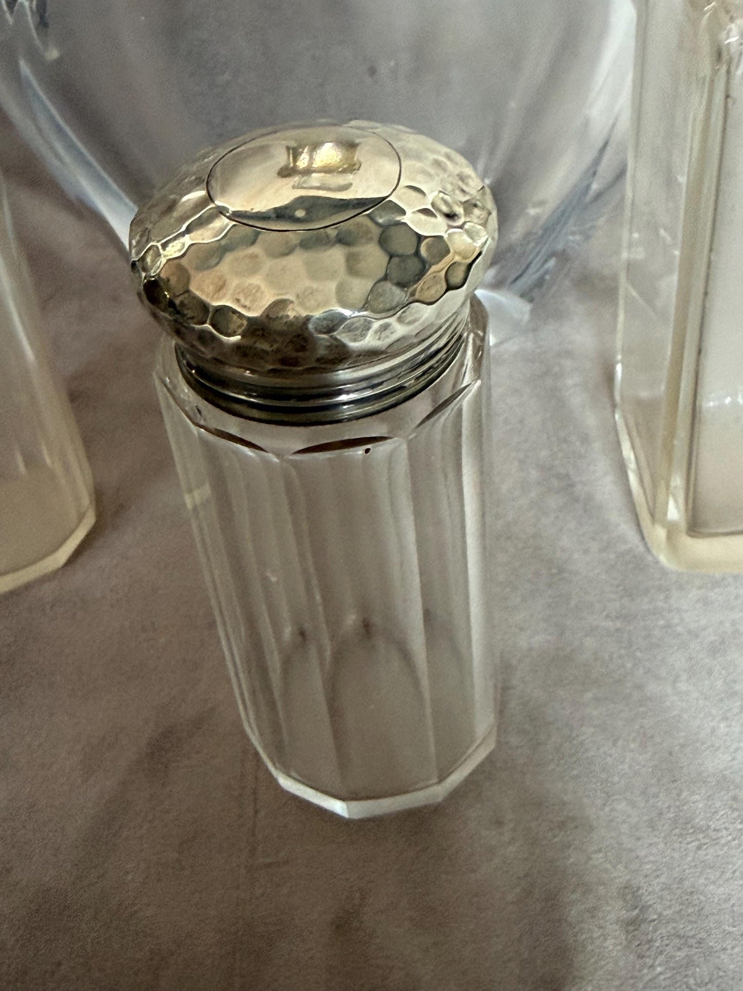 Antique Dressing Table Ensemble with Sterling Silver Mounted Bottles, c. 1880–1930, 4