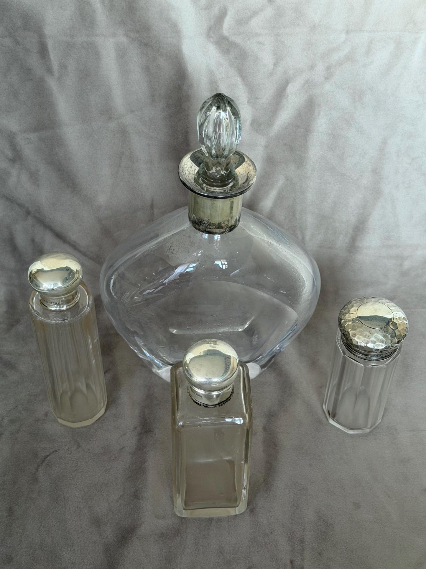 Antique Dressing Table Ensemble with Sterling Silver Mounted Bottles, c. 1880–1930, 4