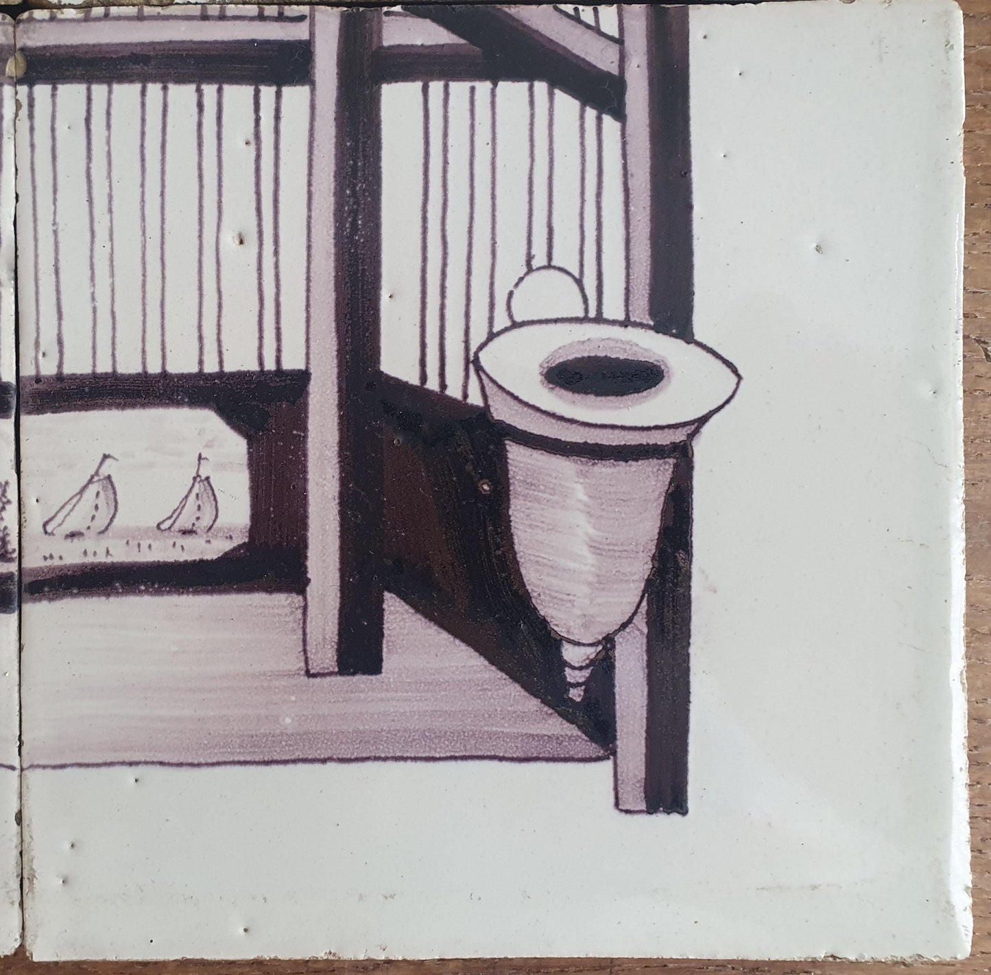 1 x Antique Delft Tiles, 19th Century Dutch tilepanel with canary and cage .