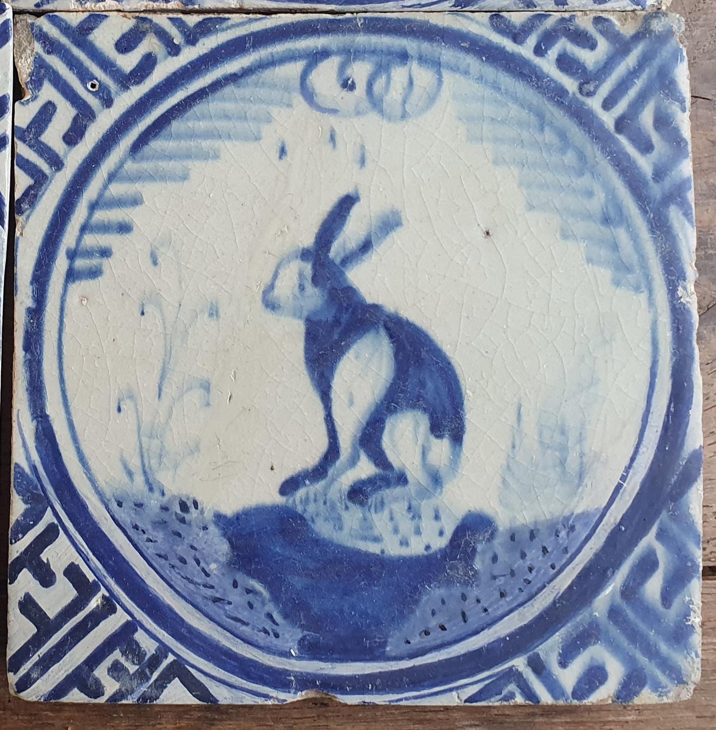 4 x Antique Rotterdam Crown Tiles, 17th Century Dutch Wall Decor.