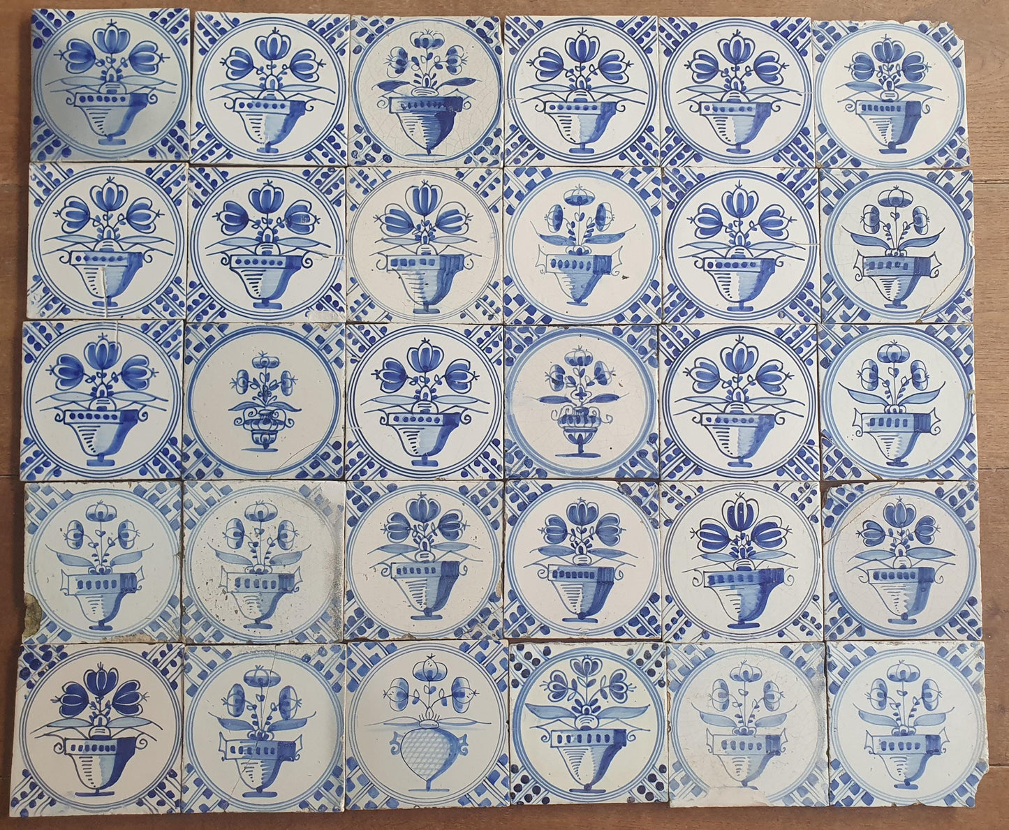 33 x Antique Delft flowers Tiles, 17th Century Dutch Wall Decor. planttile