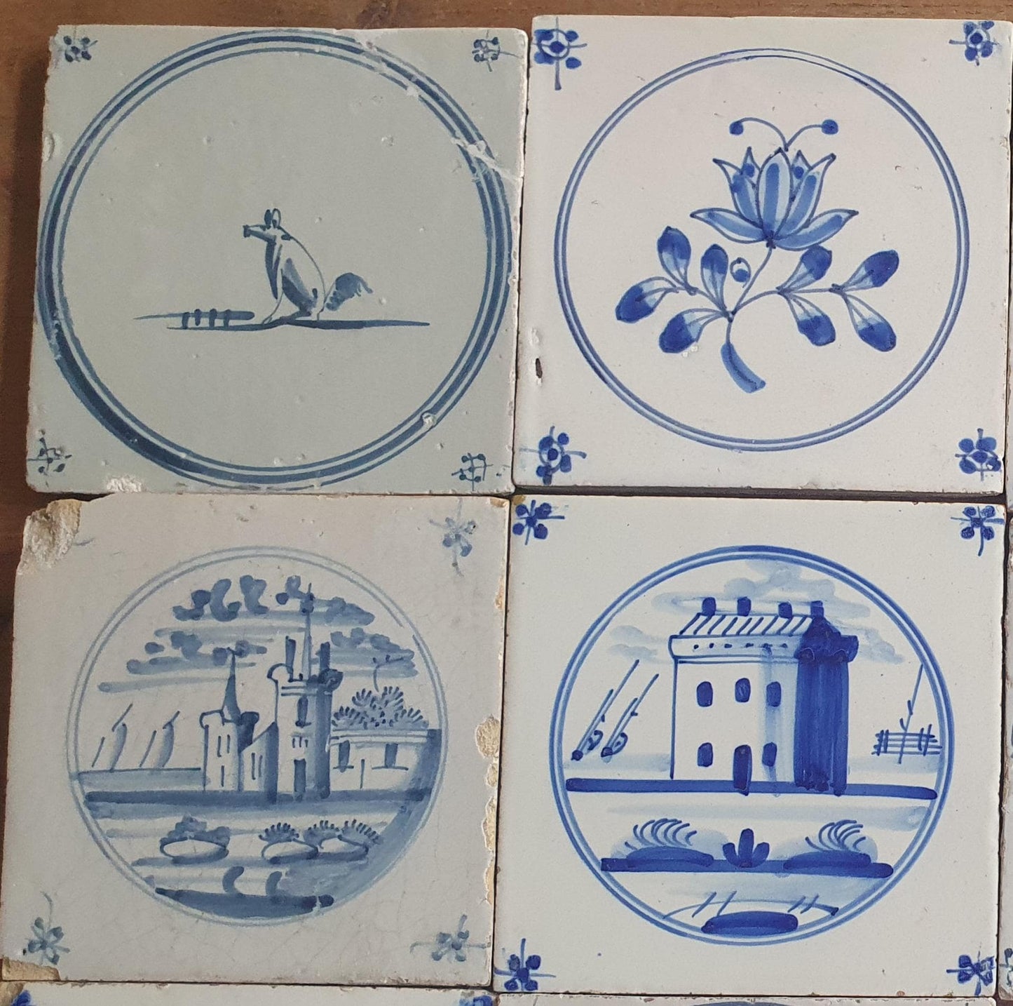 Reserved carolina 16 x Antique Delft Mix Tiles, 18th-19th  Century Dutch Wall Decor. Landscapetile