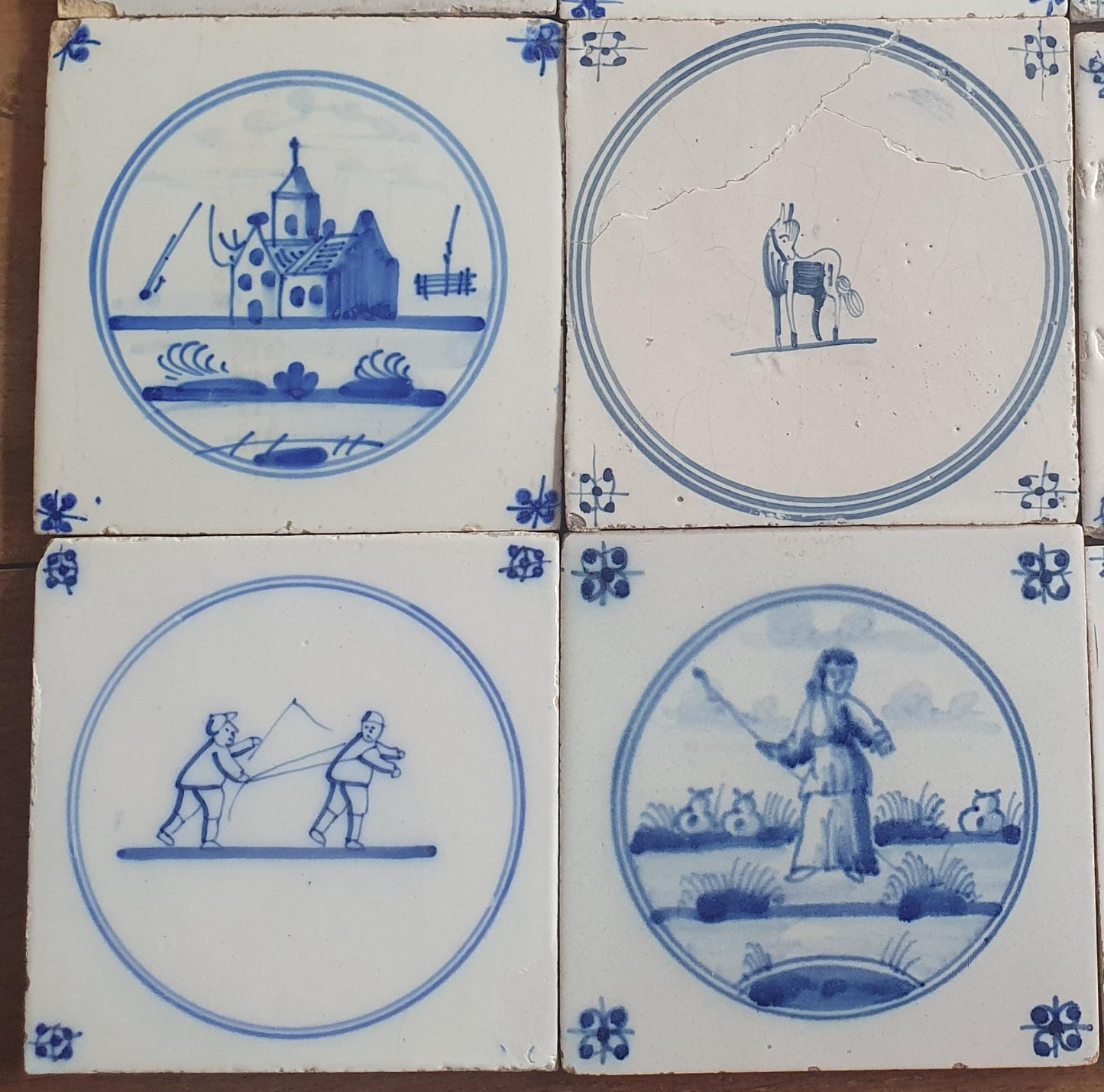 Reserved carolina 16 x Antique Delft Mix Tiles, 18th-19th  Century Dutch Wall Decor. Landscapetile