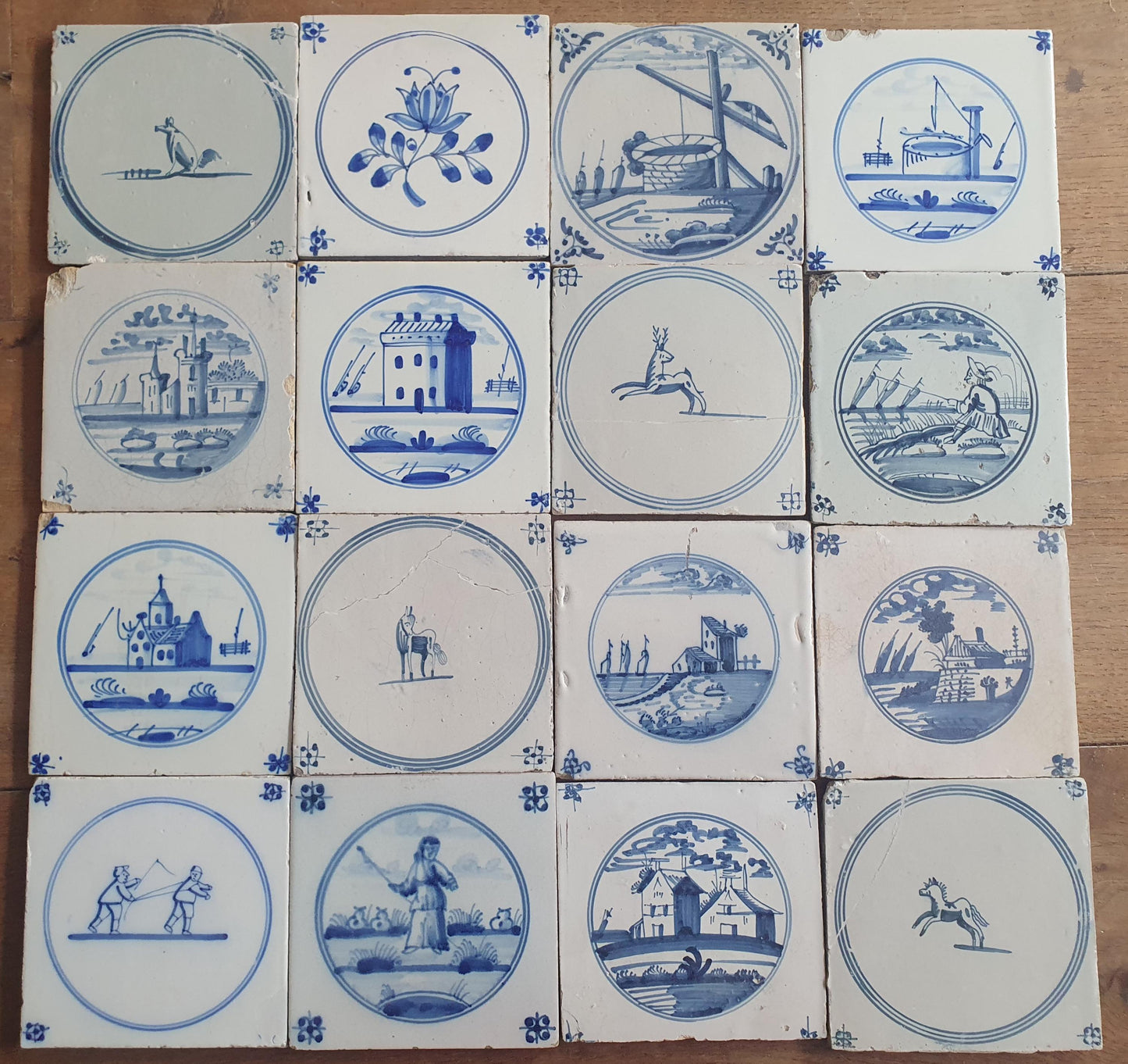 Reserved carolina 16 x Antique Delft Mix Tiles, 18th-19th  Century Dutch Wall Decor. Landscapetile