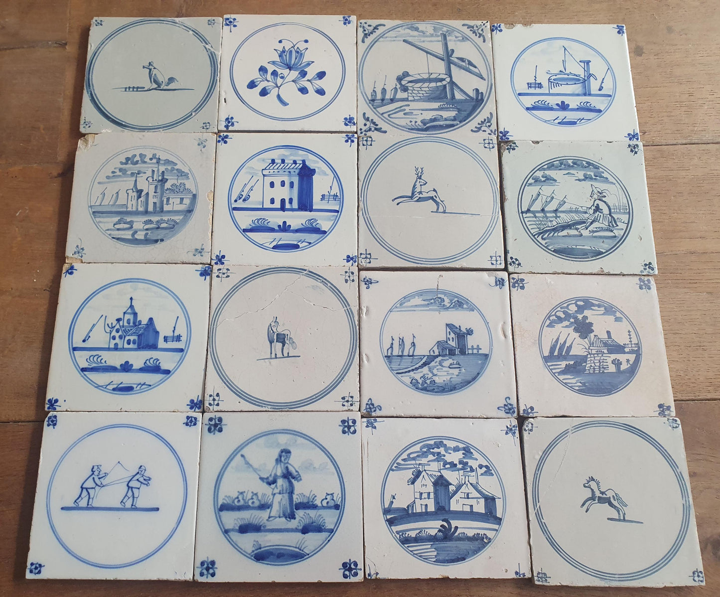 Reserved carolina 16 x Antique Delft Mix Tiles, 18th-19th  Century Dutch Wall Decor. Landscapetile