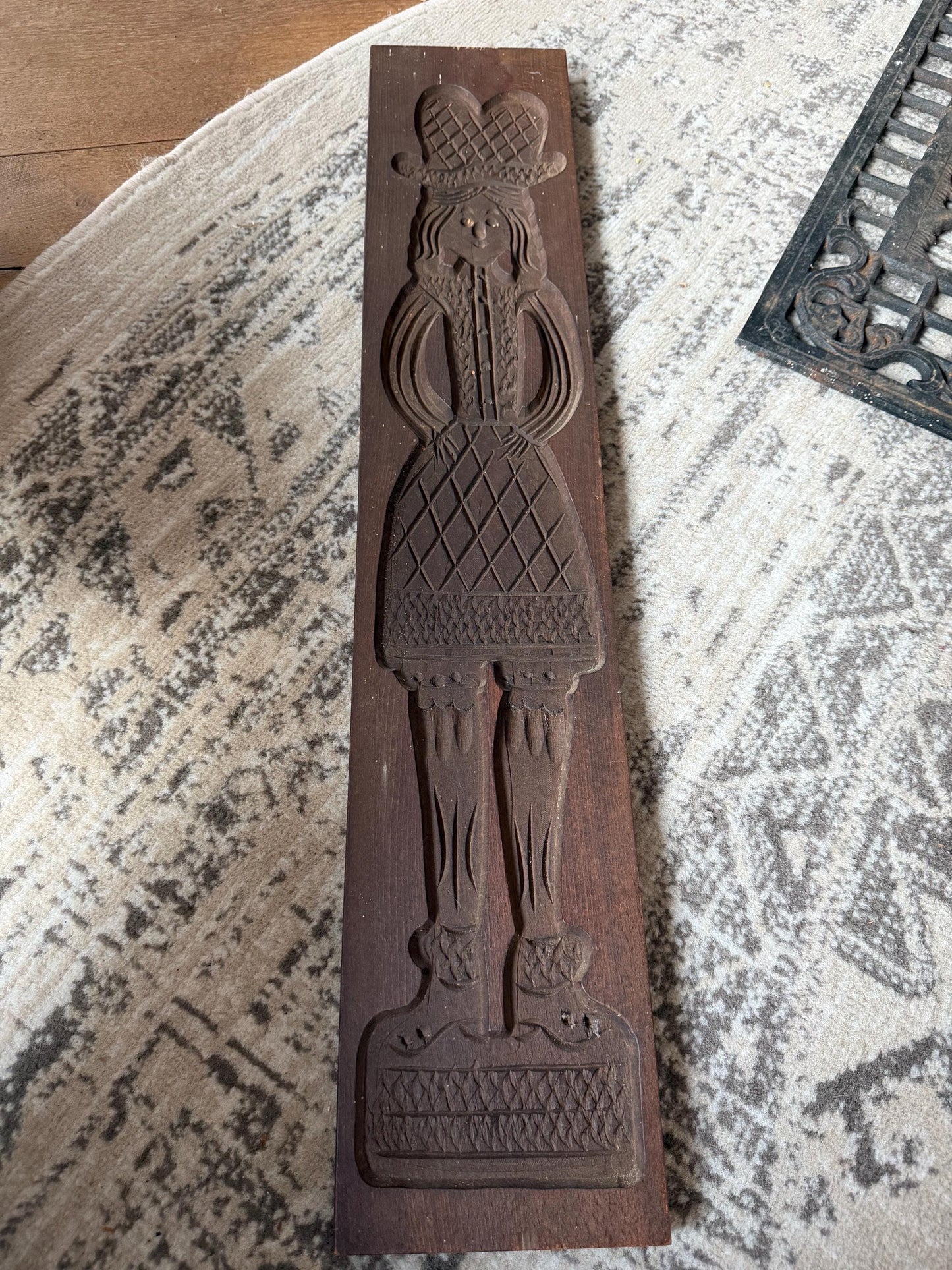 Speculaasplank, x Large Antique Dutch Wooden Speculaas Mold – Folk Art Cookie Board – Woman in Traditional Costume – Hand Carved Baking Mold