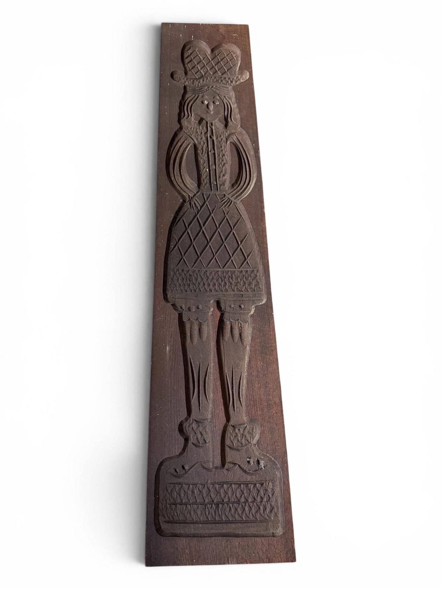 Speculaasplank, x Large Antique Dutch Wooden Speculaas Mold – Folk Art Cookie Board – Woman in Traditional Costume – Hand Carved Baking Mold