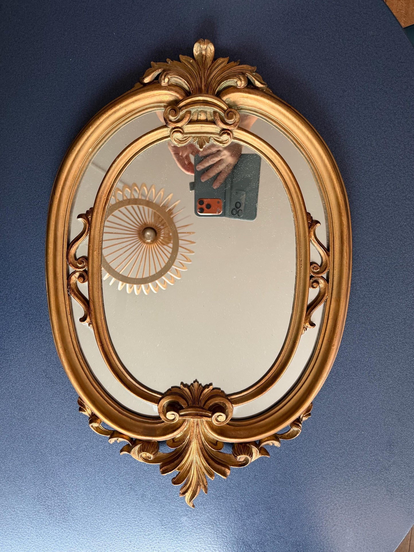 Hollywood regency mirror in rococo style, 1980s, Italy