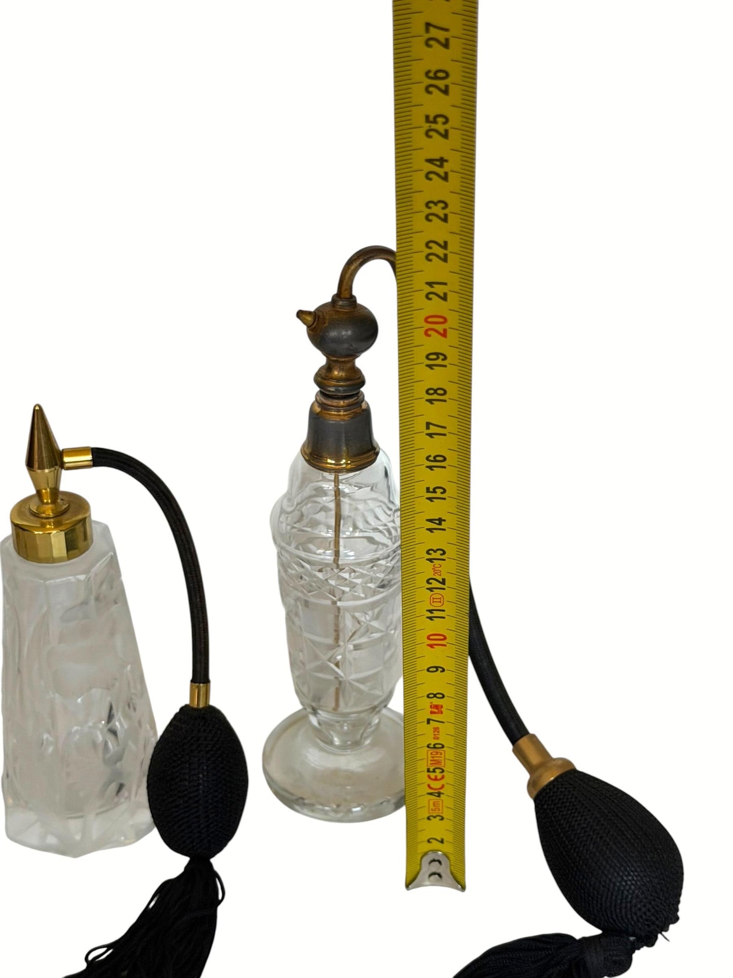 2 vintage perfume bottles atomizers crystal